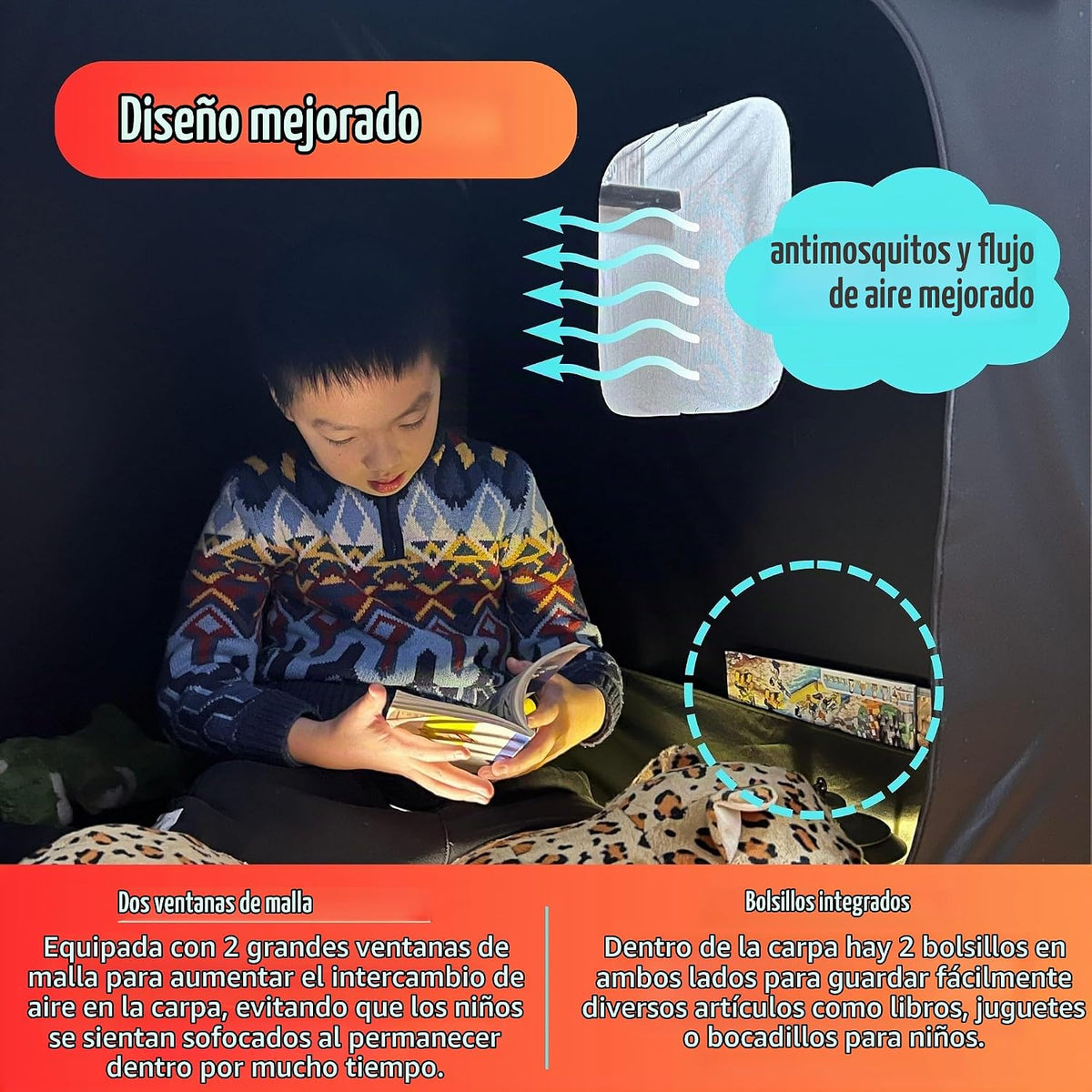 lukidoki Tienda de campaña sensorial para niños con autismo, TDAH,...