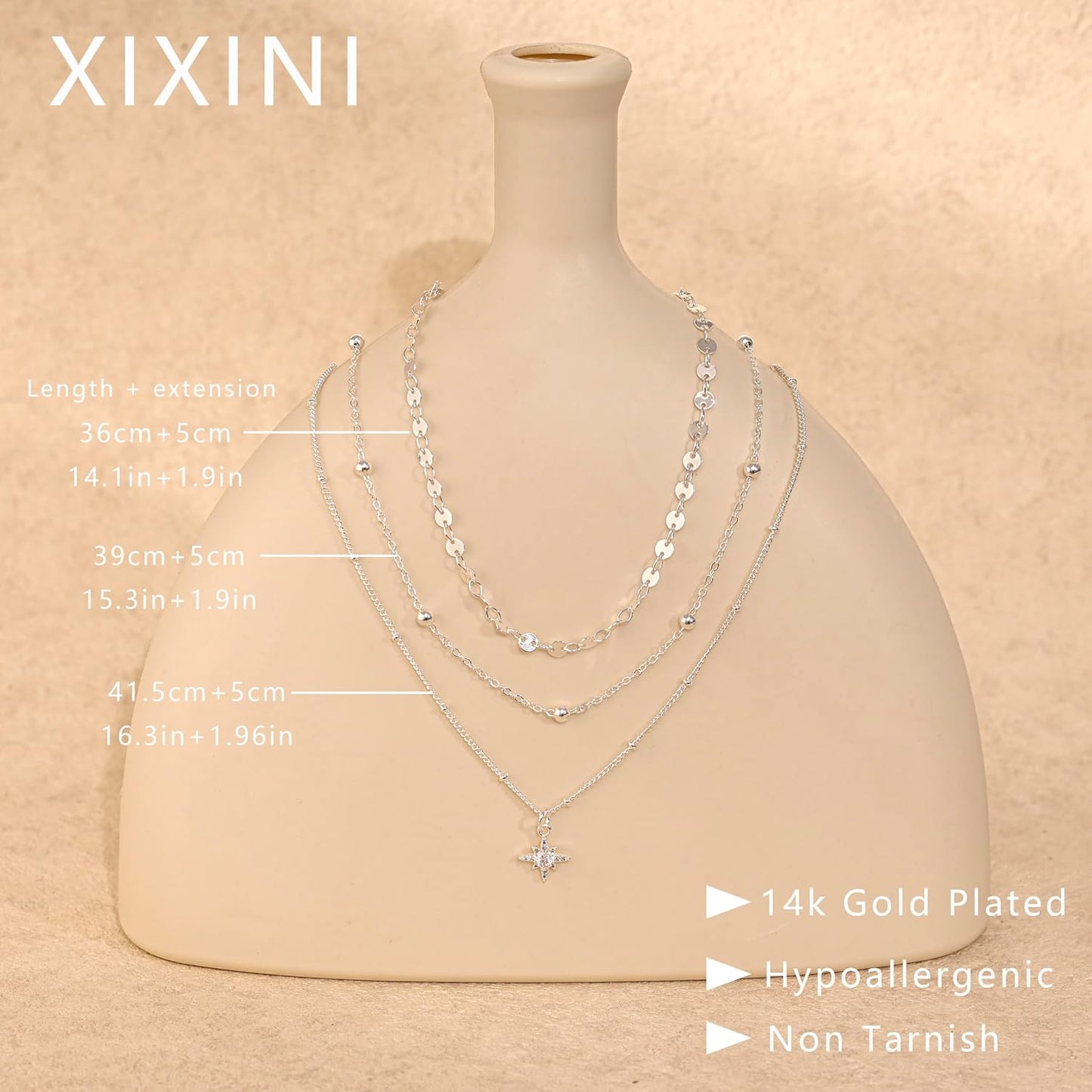 XIXINI Collares en capas para mujer, collar de oro delicado chapado...