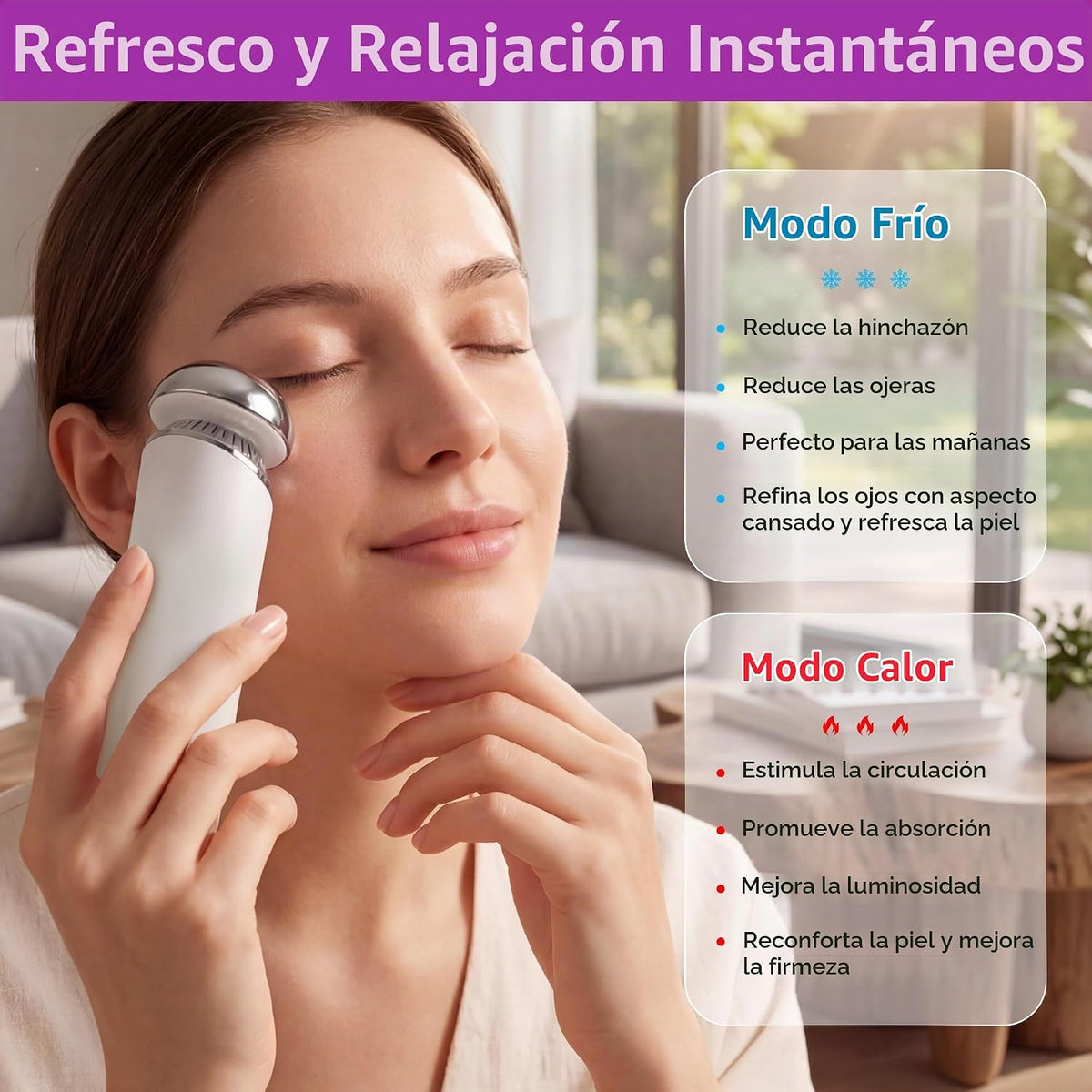 Varita deshinchadora para ojos y cara, masajeador facial 2 en 1 par...
