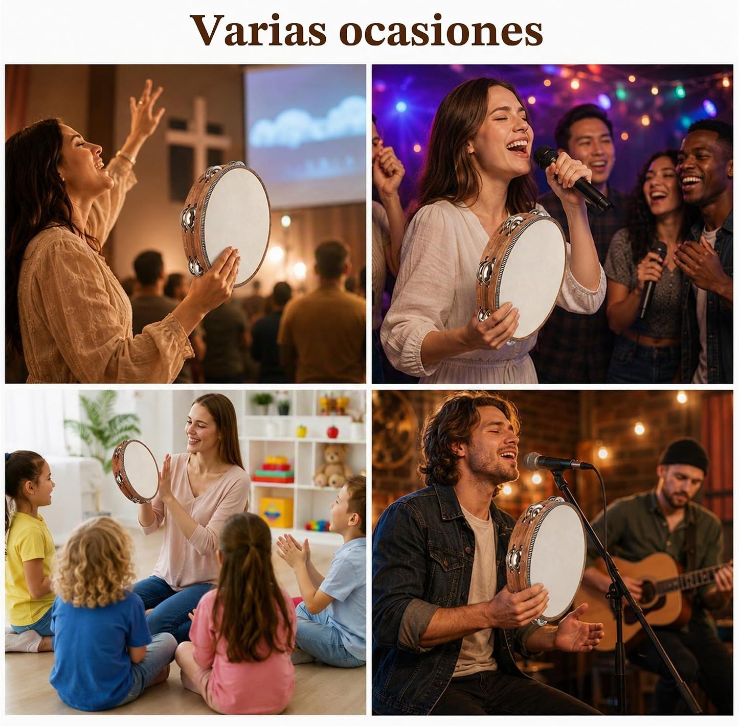 3 panderetas para adultos con bolsa de almacenamiento, juego de 6\/...