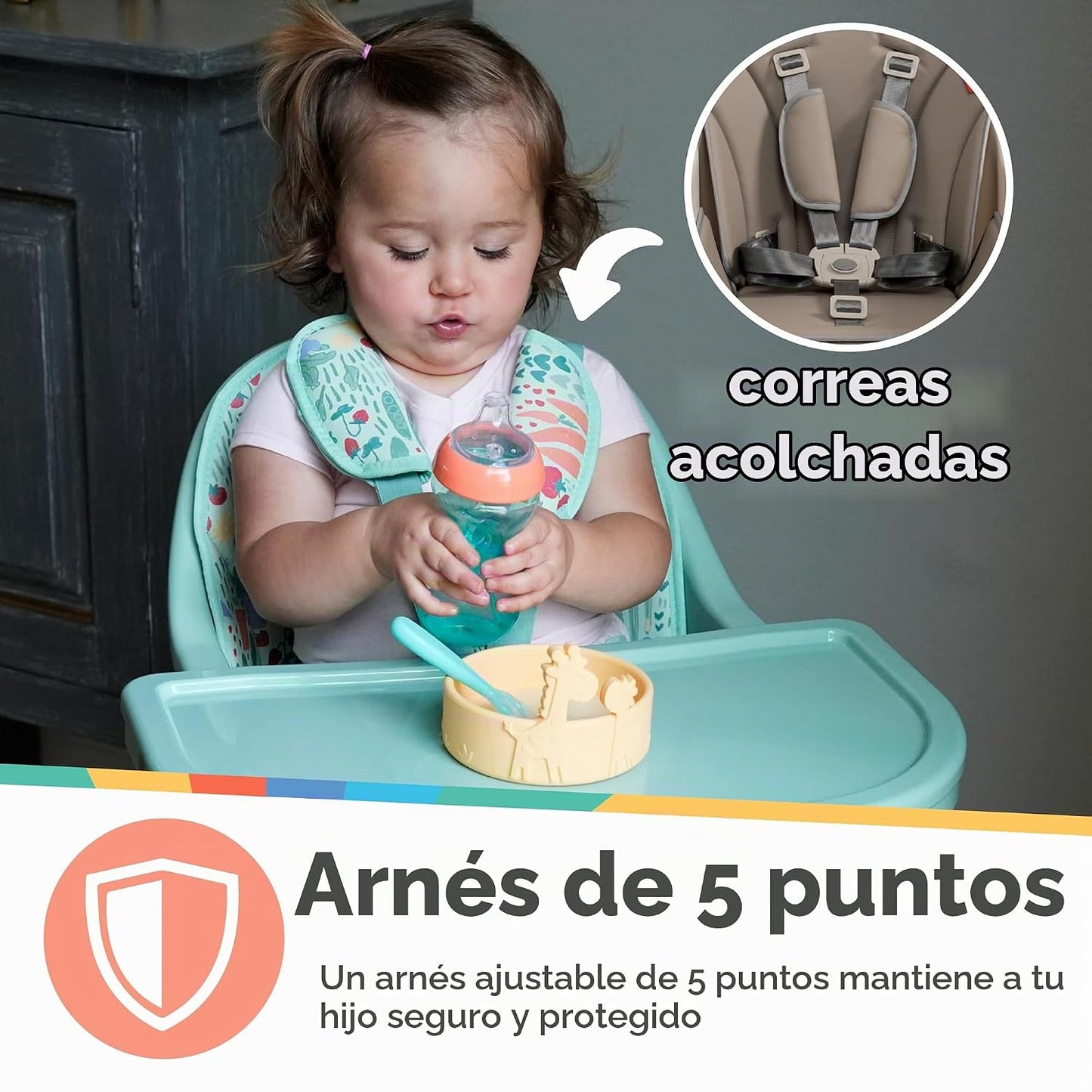 Nuby Silla alta para bebé 4 en 1 con bandeja extraíble, de 6 meses...