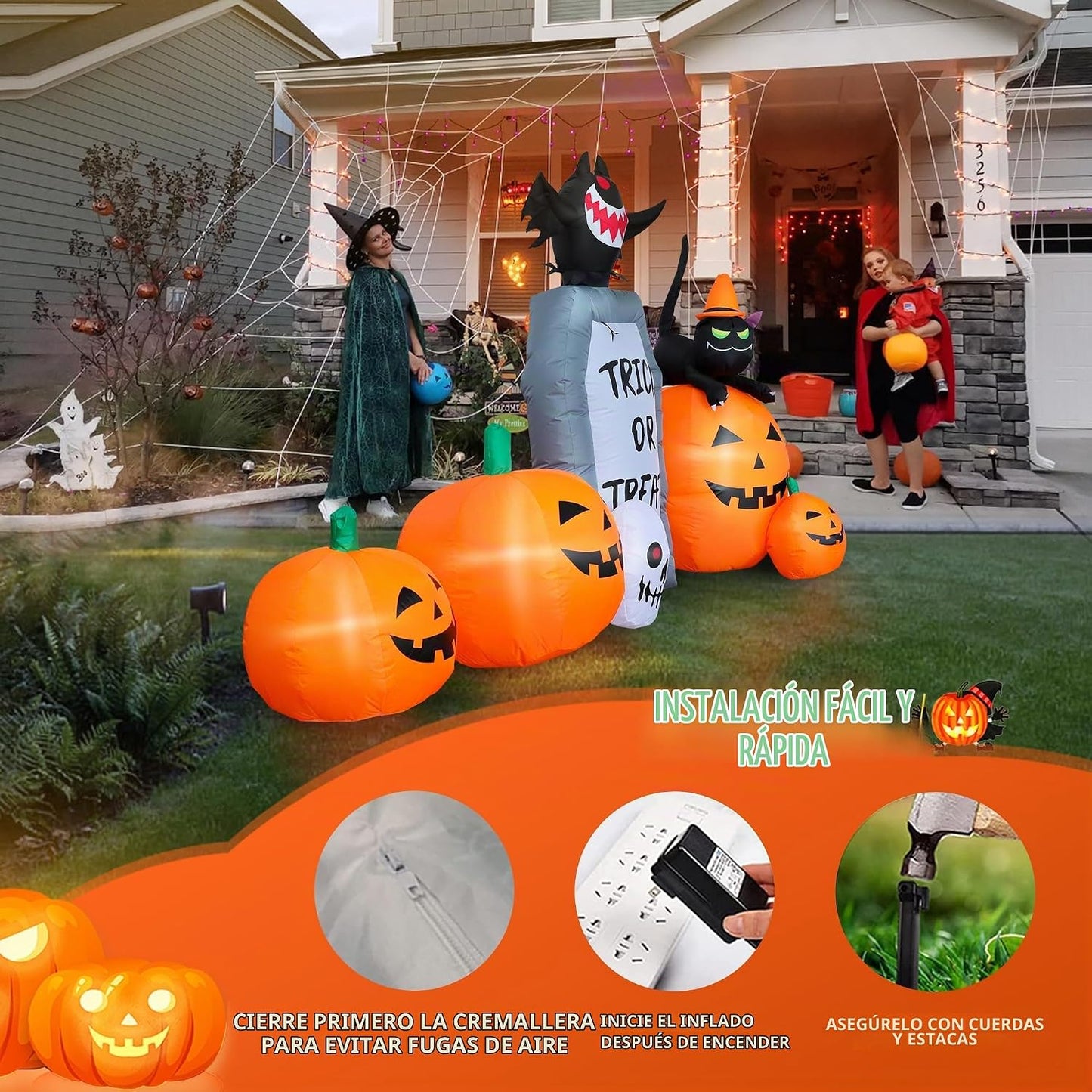 YOUBEMAGIC Parche de calabaza inflable de Halloween de 7 pies de la...