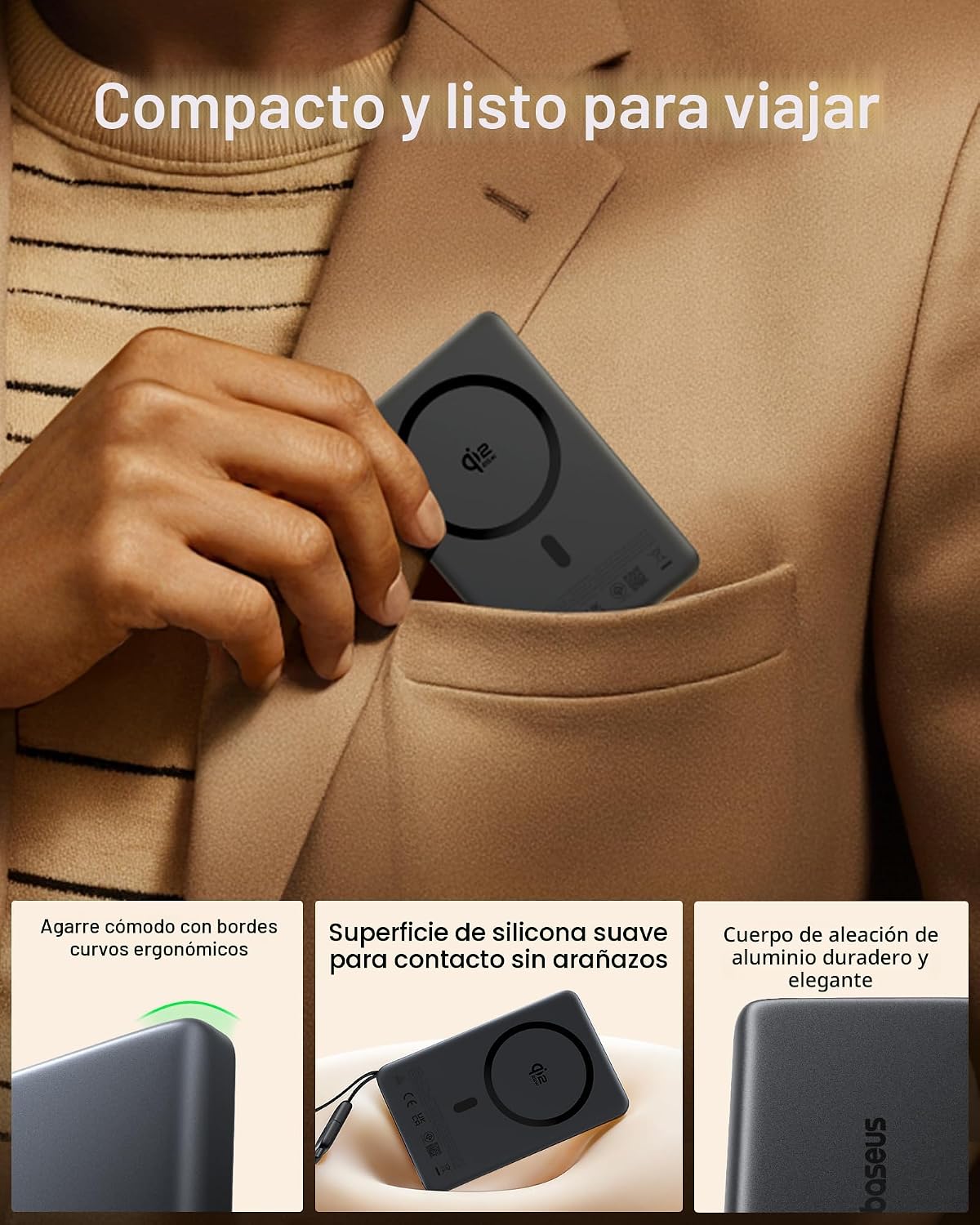 Baseus Picogo AM52 MagSafe Power Bank, Qi2.2 25W 10,000mAh cargador...