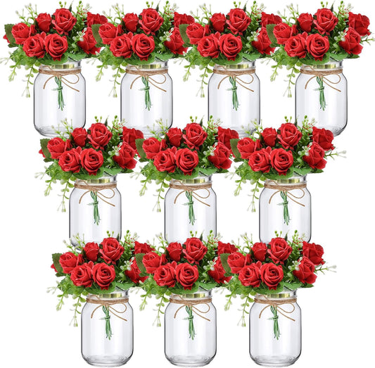 XunYee Juego de 10 centros de mesa de tarros de conservas con flore...