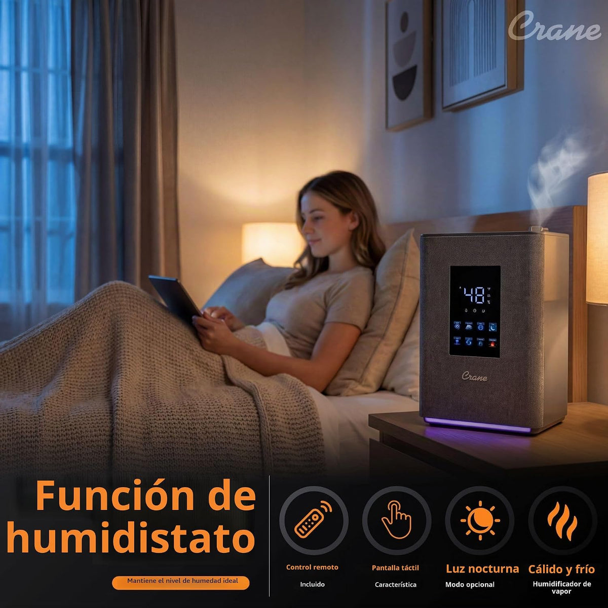 Crane Humidificador de niebla cálida y fría de 4.5L, humidificador...