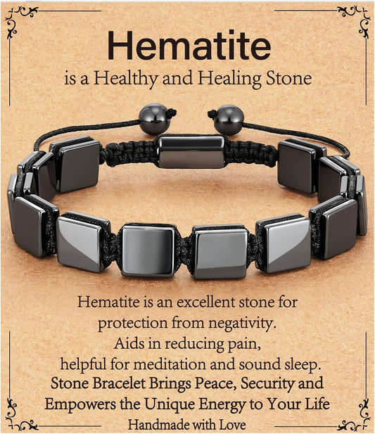 Saroly Pulsera de hematita para hombre, piedra de hematita natural,...