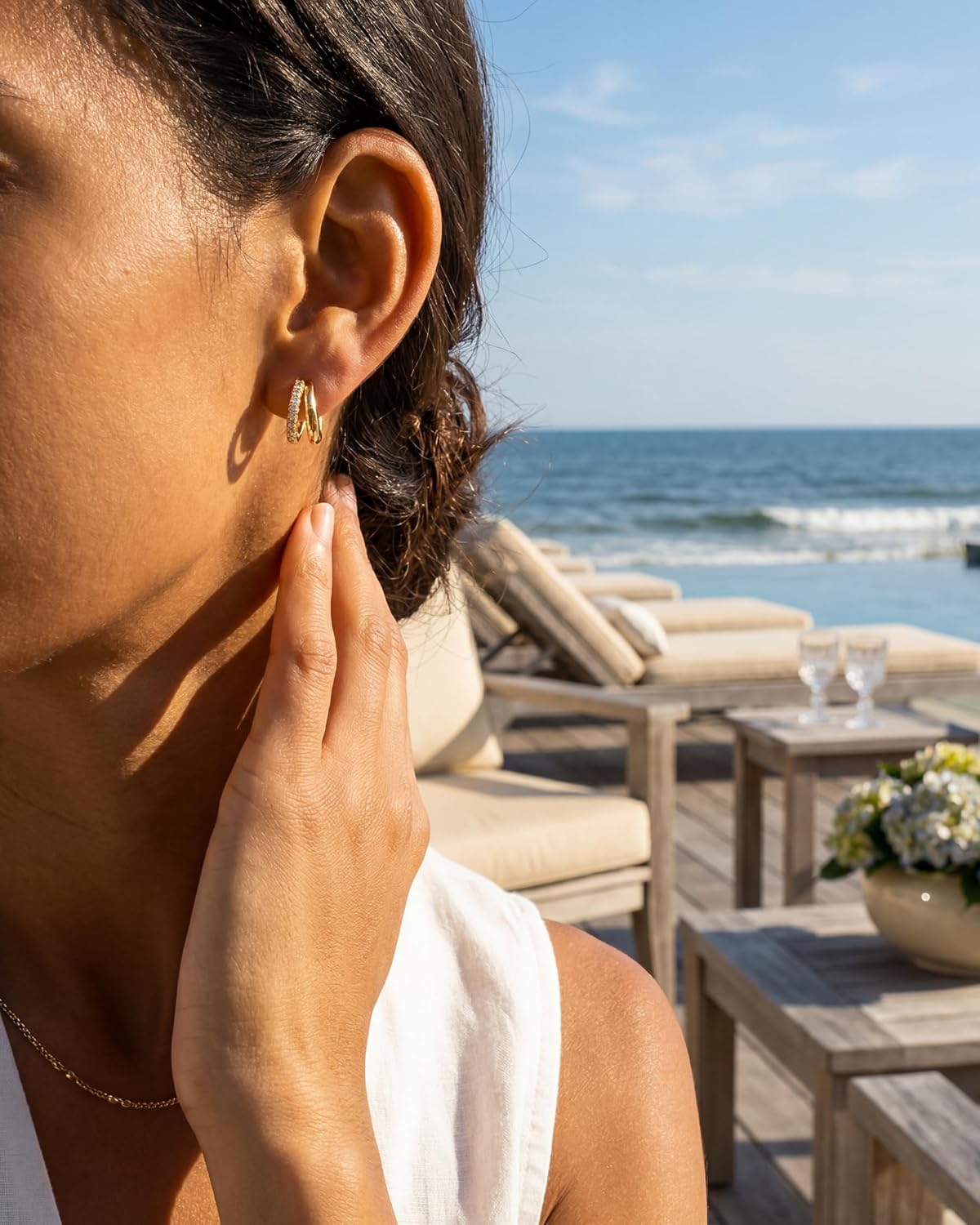 Aretes de aro de oro para mujer de MUMREUES, aretes envolventes cha...