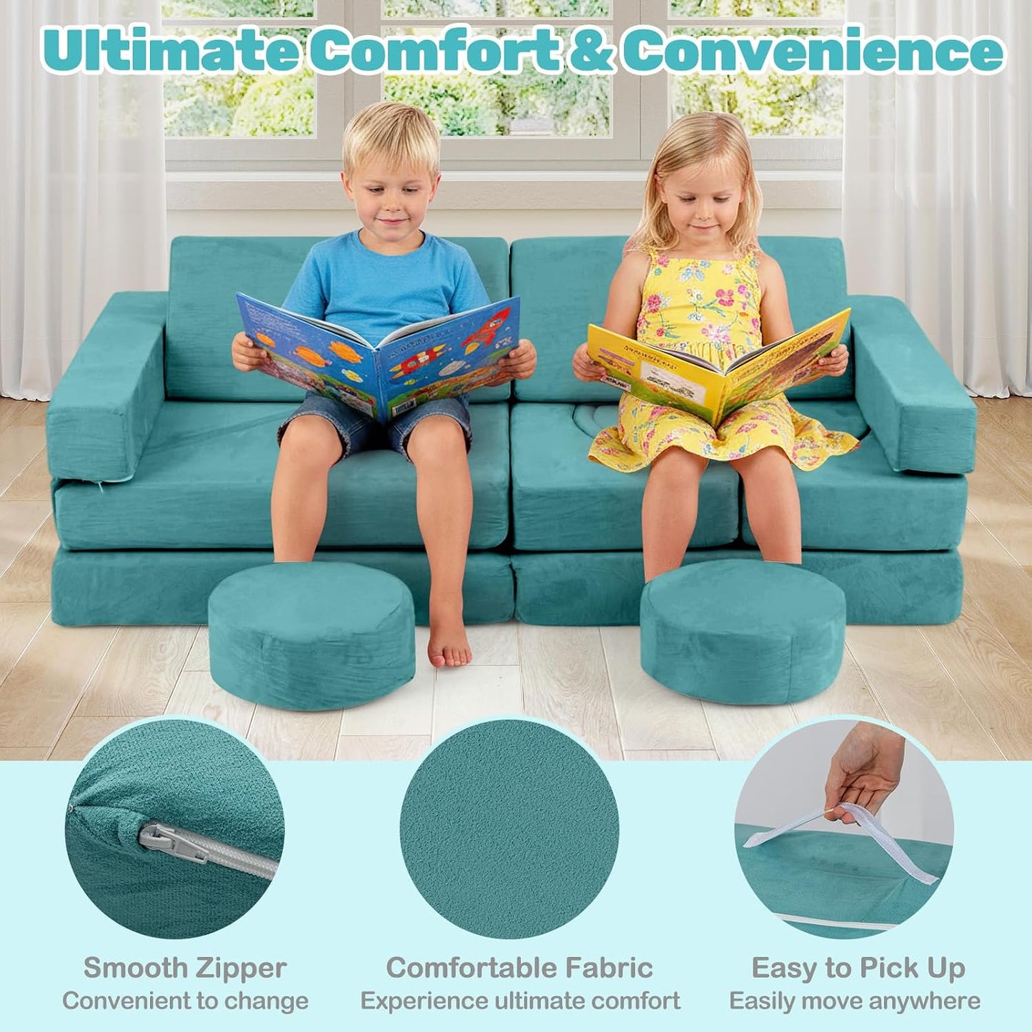 INFANS Sofá modular de juego para niños, 13 piezas de sofá modular...