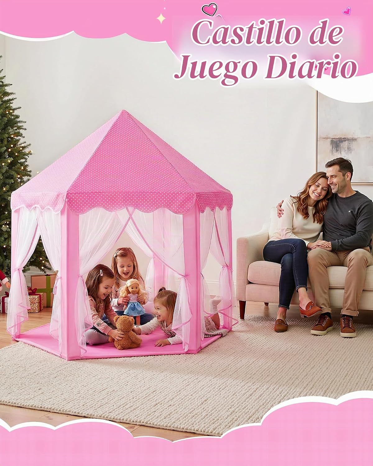 wilwolfer Tienda de campaña tipo castillo de princesa para niñas, t...