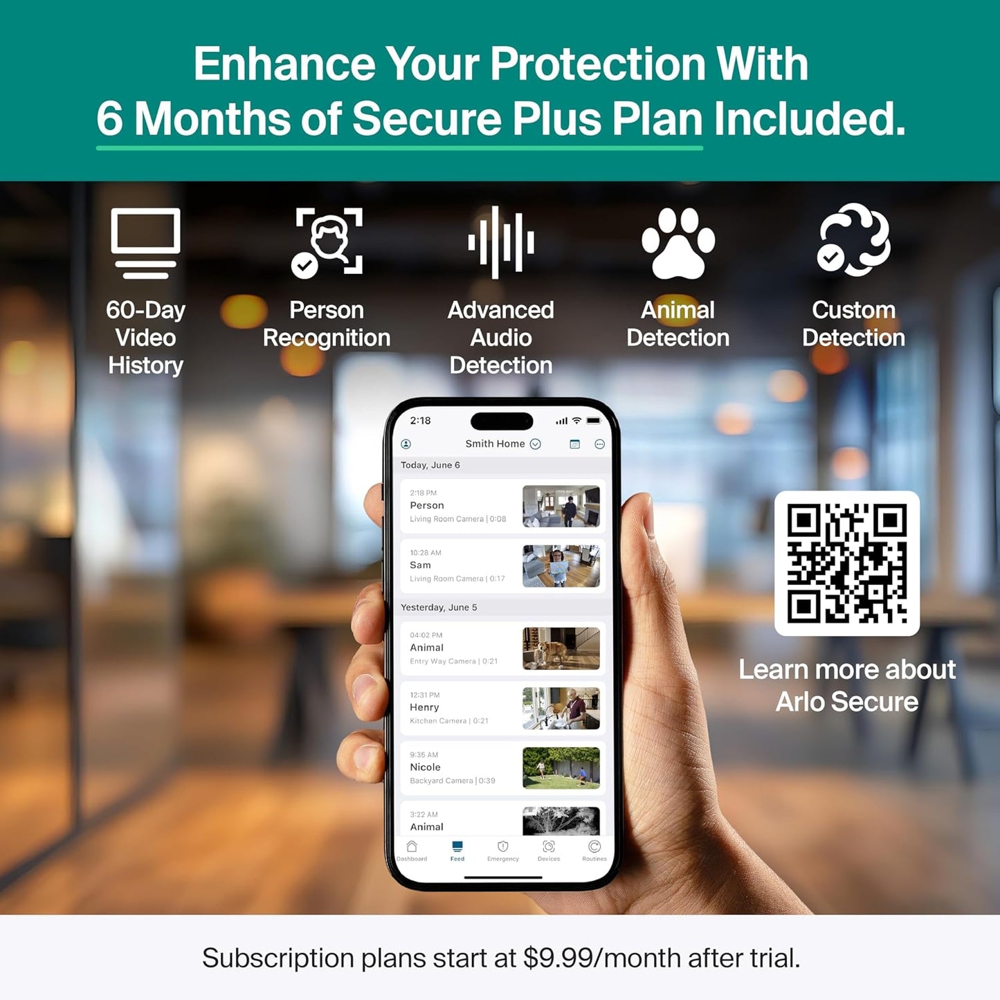 Arlo Cámara de seguridad Essential para interiores con zoom panorám...