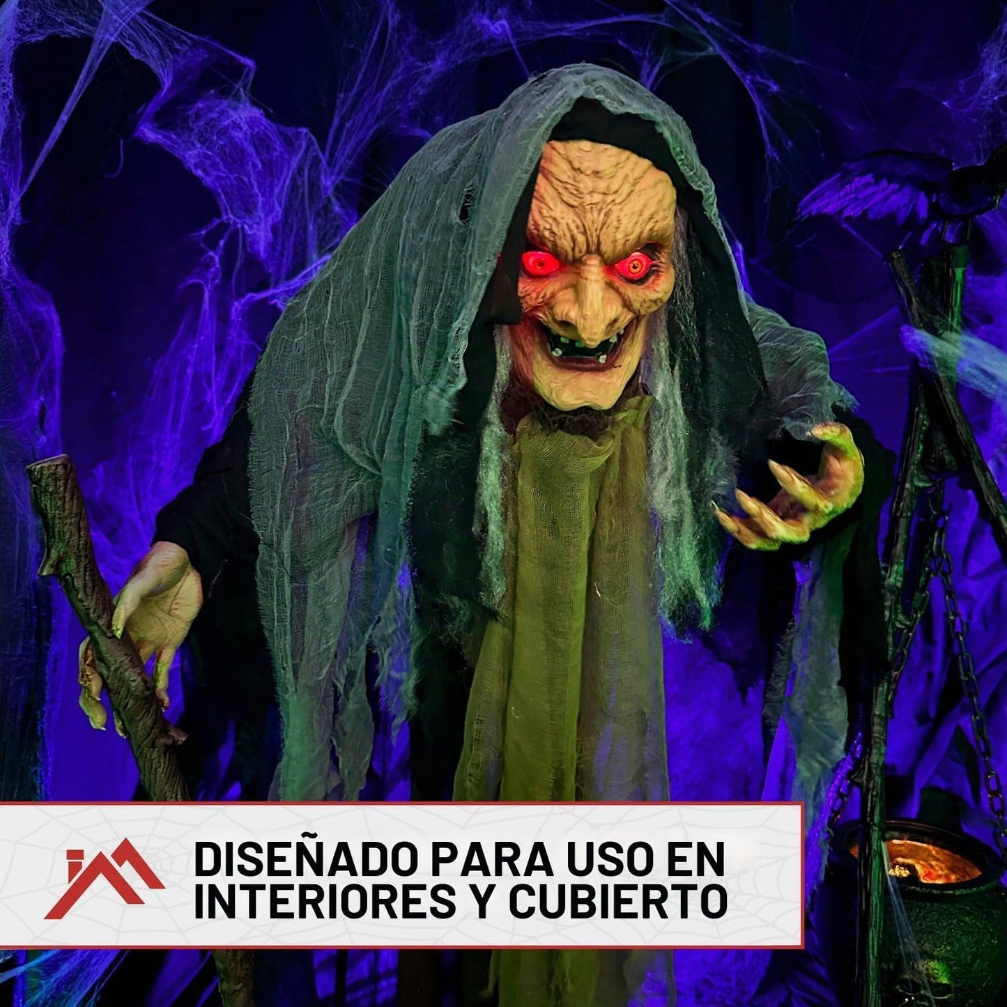 Haunted Hill Farm Bruja parlante aterradora de tamaño real, animatr...