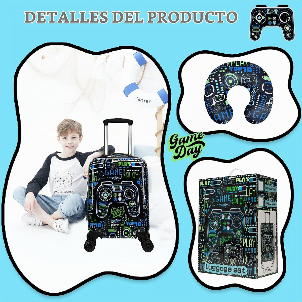 Homskiii Juego de maletas para niños, 5 piezas, equipaje rígido de...