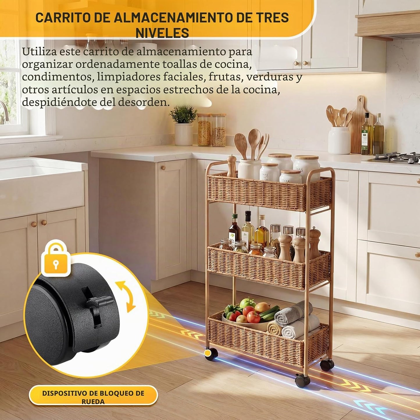 FOCHIER F Carrito de almacenamiento delgado, carrito de almacenamie...