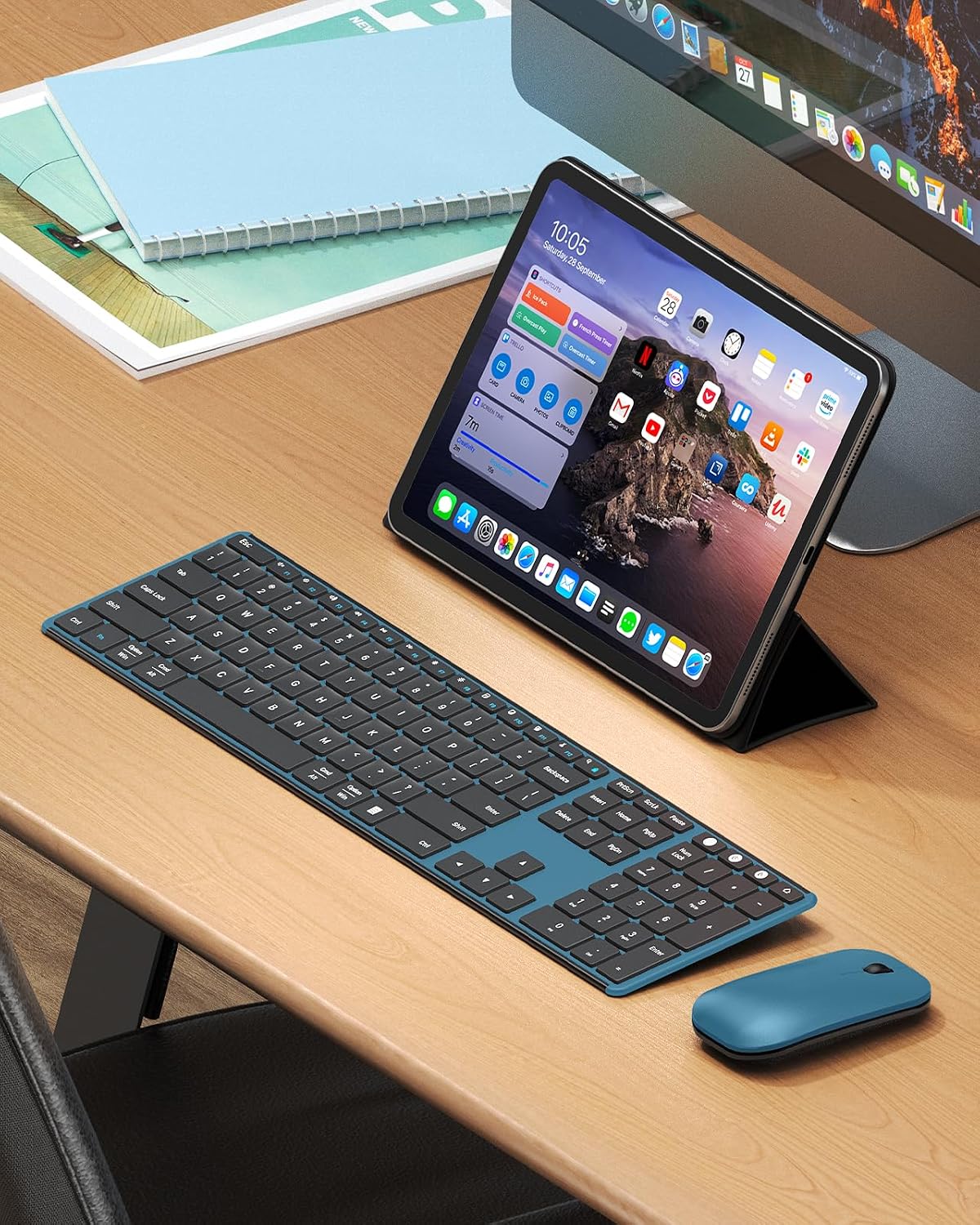 seenda SKM64-3 Combo de teclado inalámbrico Bluetooth y mouse para...