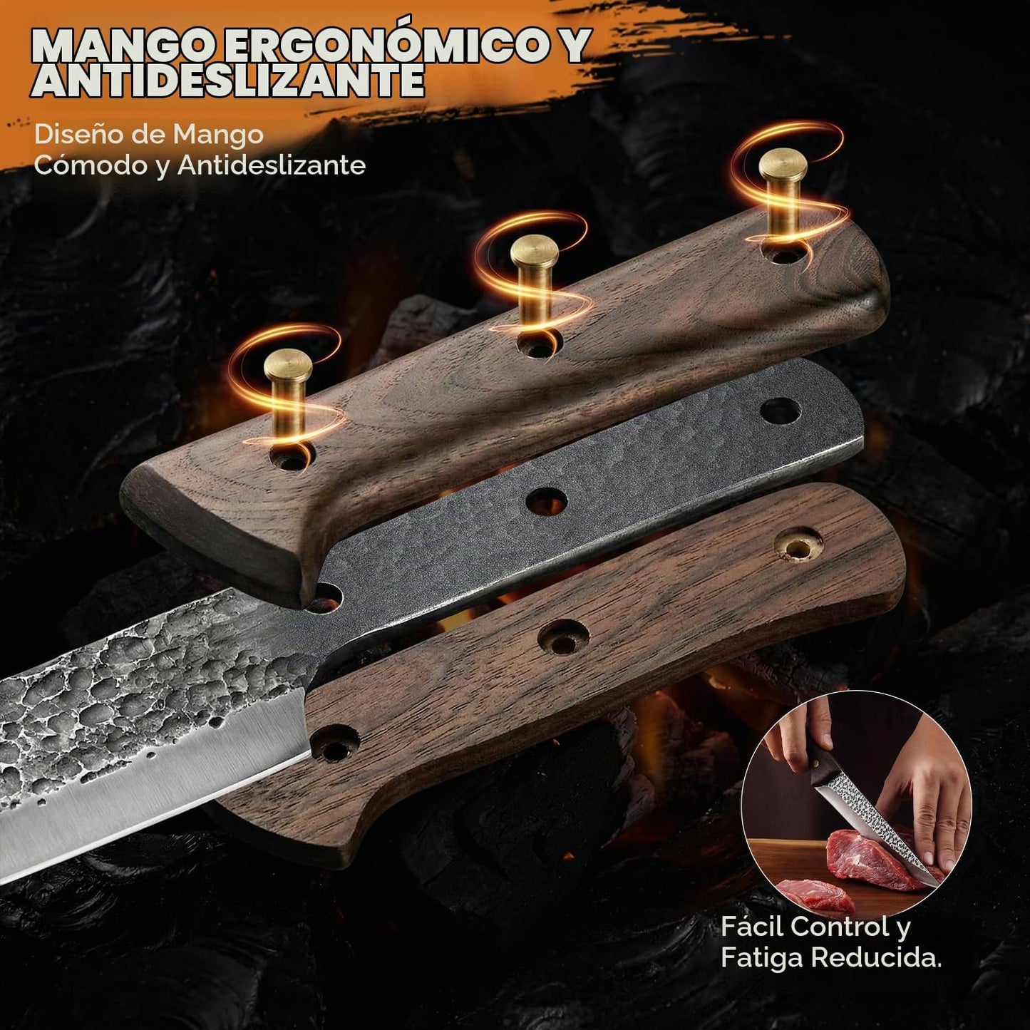 MDHAND Juego de cuchillos de carnicero, cuchillos de carne forjados...