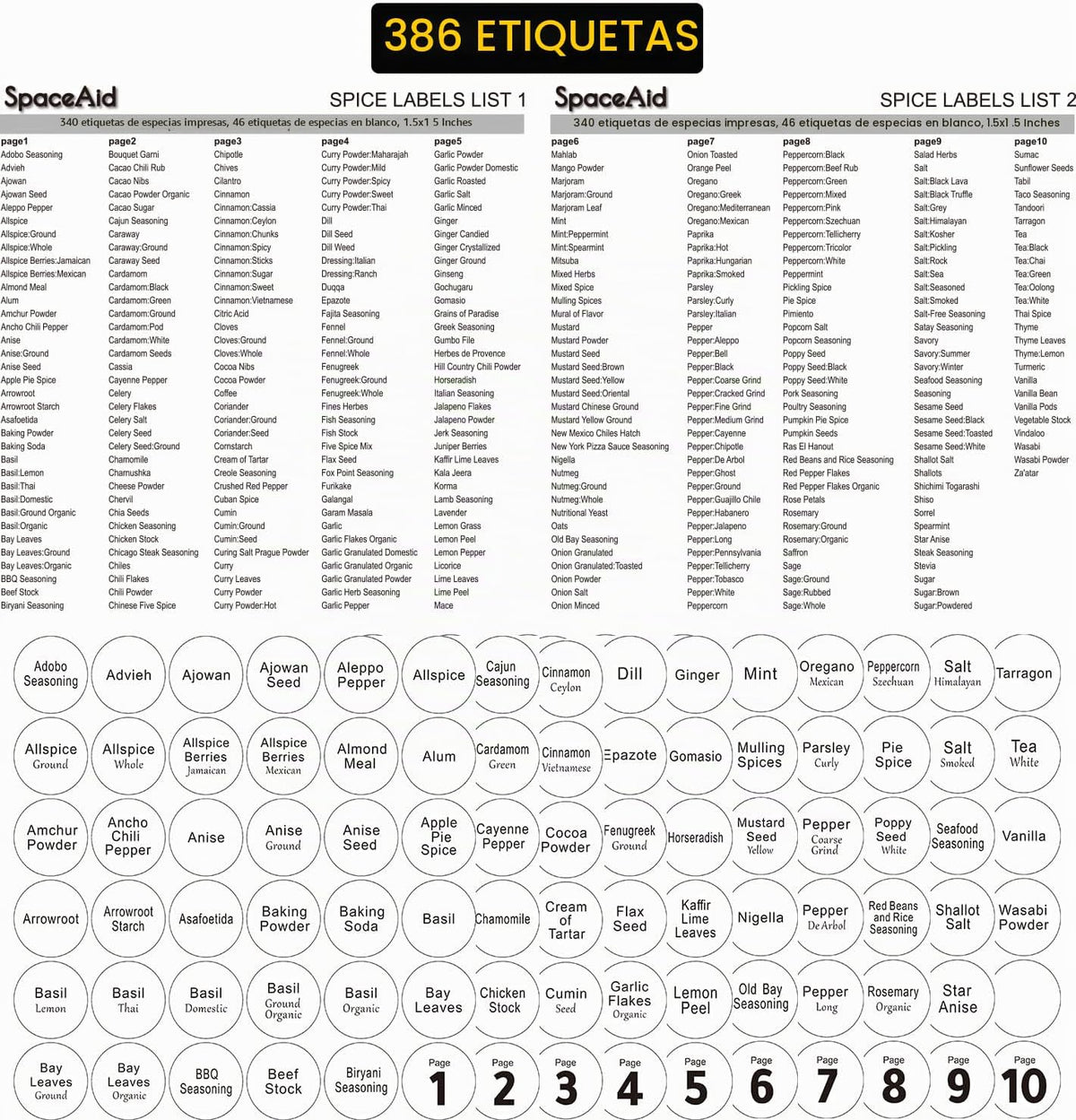 SpaceAid Organizador de Especieros con 21 Frascos de Especias, 386...