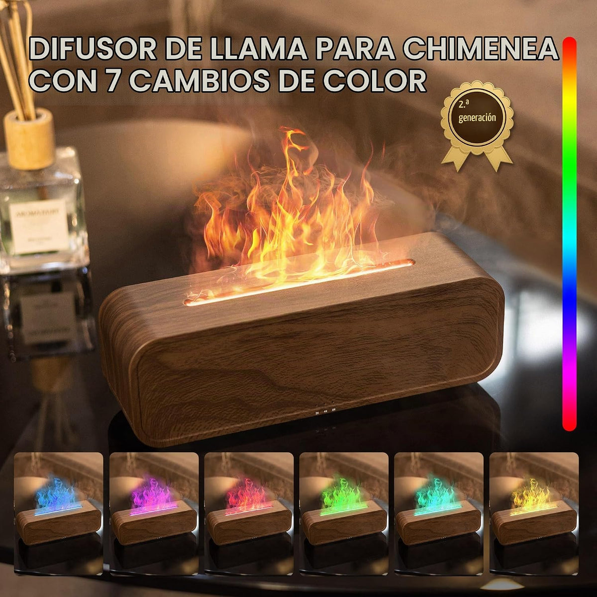 TMEHM Humidificador difusor de aire con llama reactiva con sonido,...