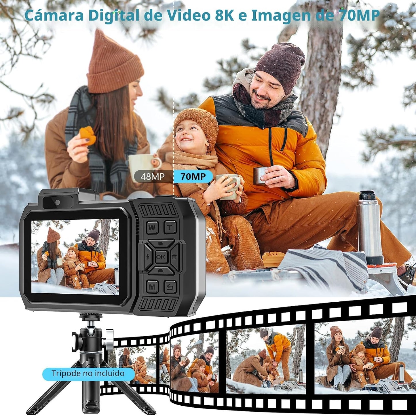 Cámara subacuática 8K, cámara digital impermeable WiFi de 70MP 33FT...