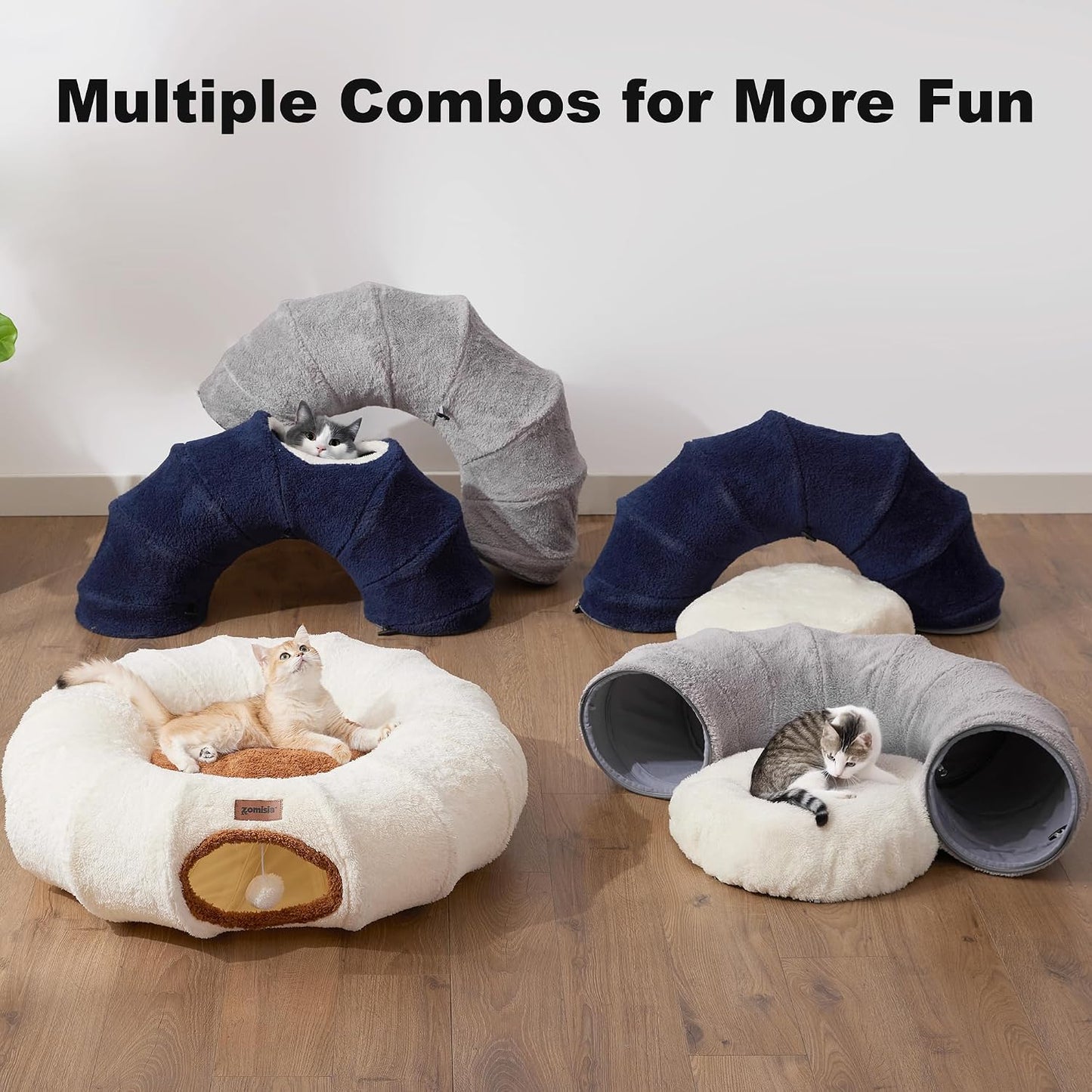 ZOMISIA Peekaboo - Cama de túnel para gatos de interior, bonito tún...