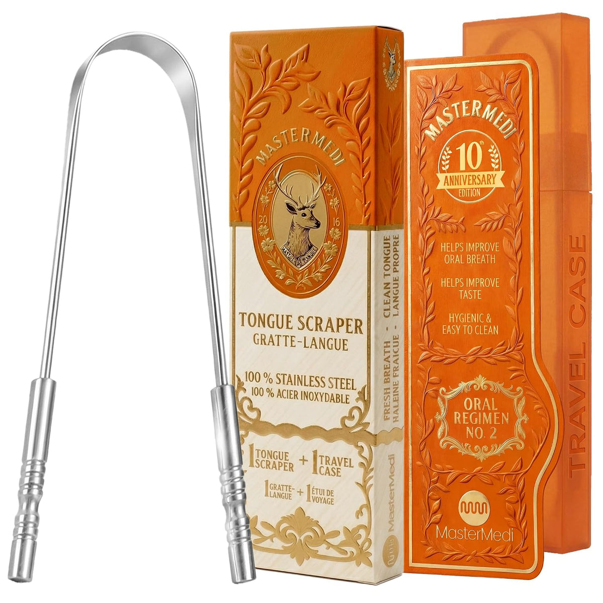 MasterMedi Raspador de lengua con estuche, raspador de lengua fácil...