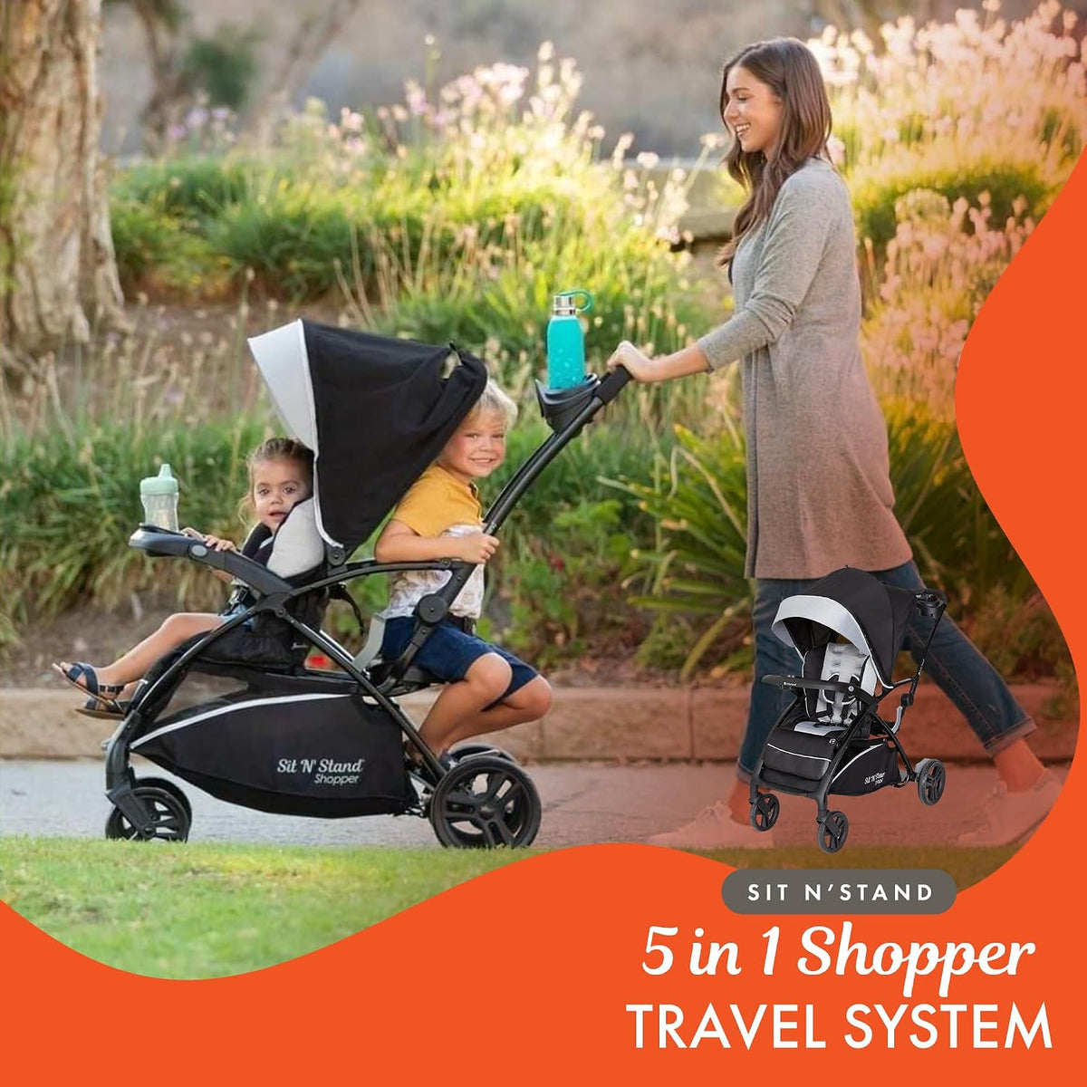Baby Trend Sistema de viaje para compradores 5 en 1 Sit N' Stan...