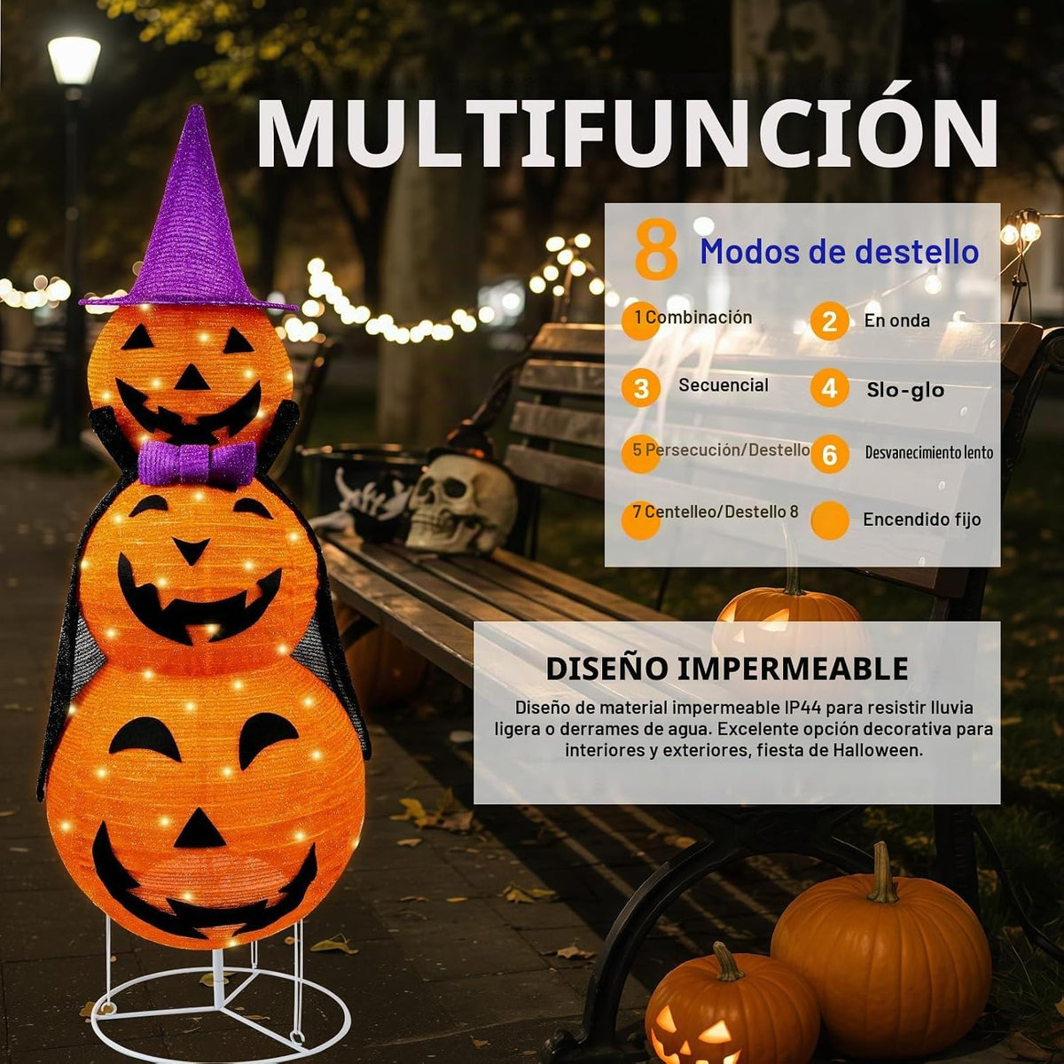 Decoración plegable de calabaza de Halloween para exteriores, plást...
