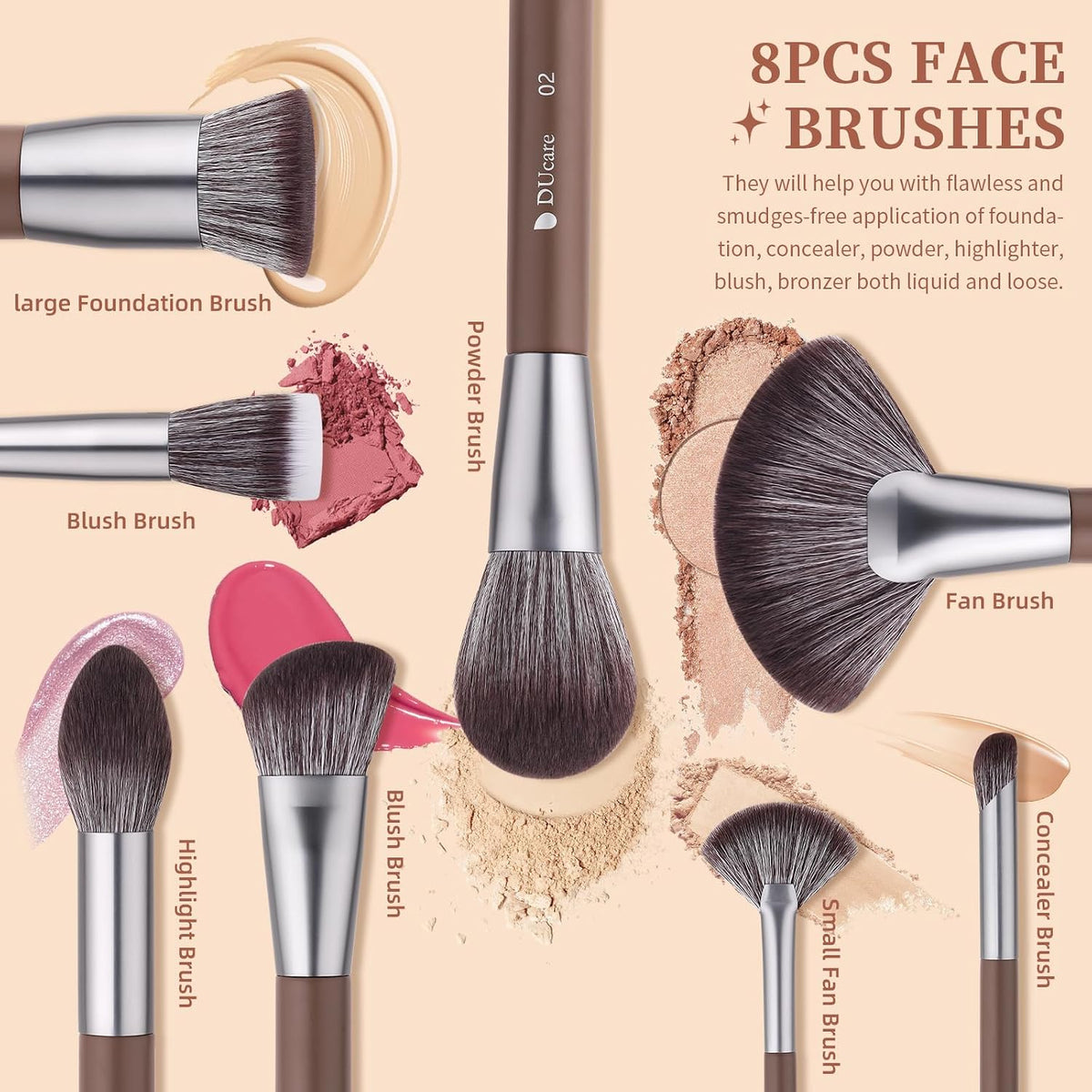 DUcare Juego de 22 brochas de maquillaje profesionales profesionale...