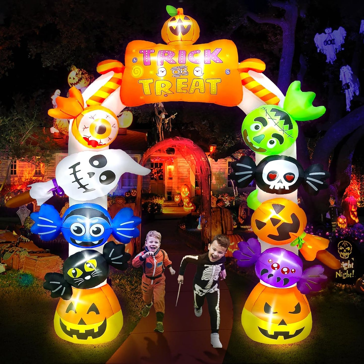 Kalolary Fantasma de caramelo inflable de Halloween de 10 pies de a...