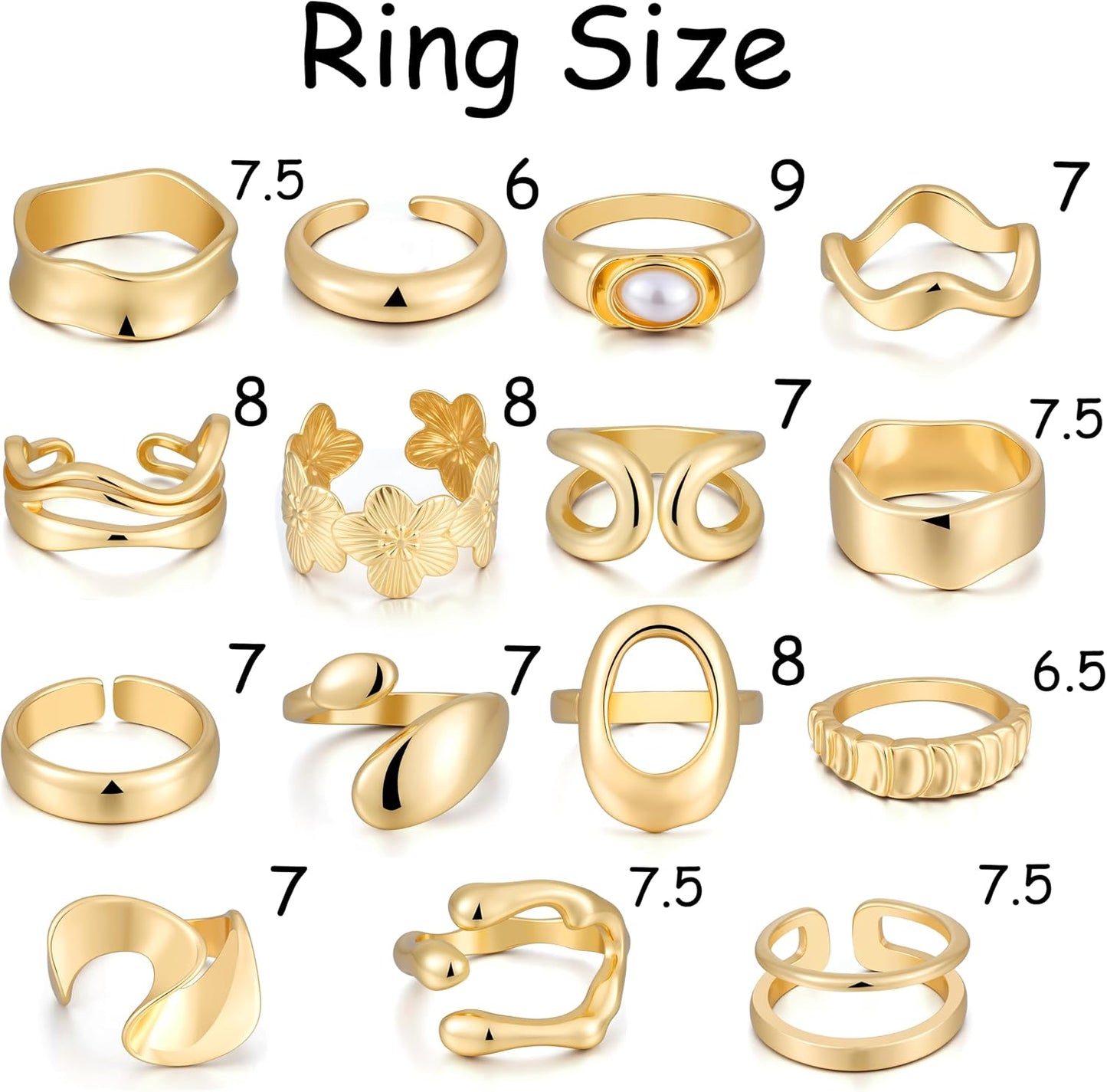 FAXHION Juego de 25 anillos apilables de oro para mujer, anillo de...