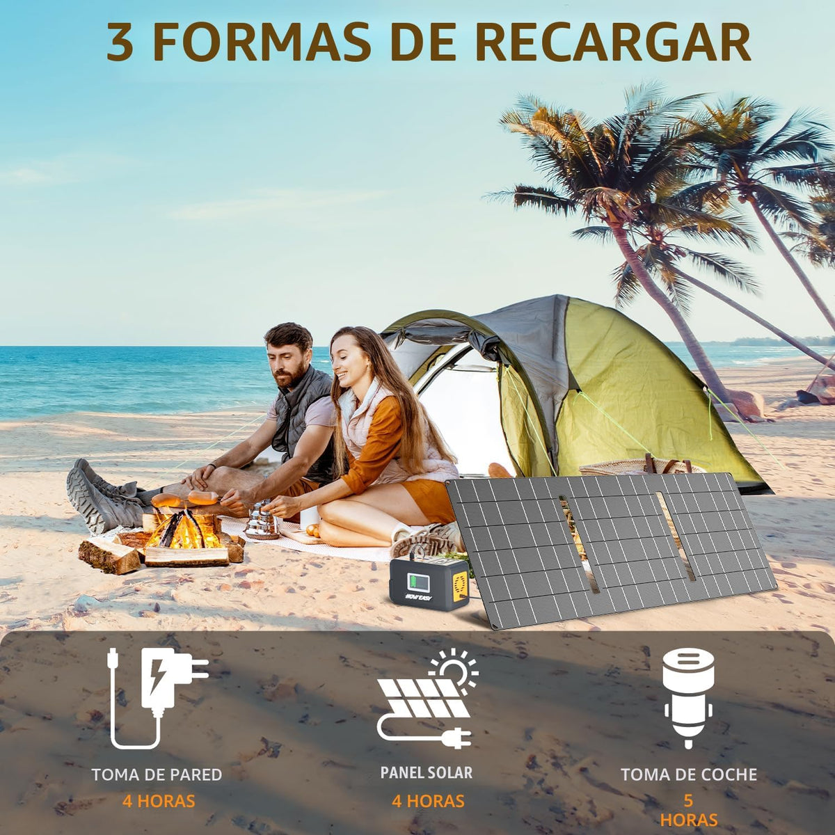 HOWEASY Estación de energía portátil, generador solar de 120 W (pic...