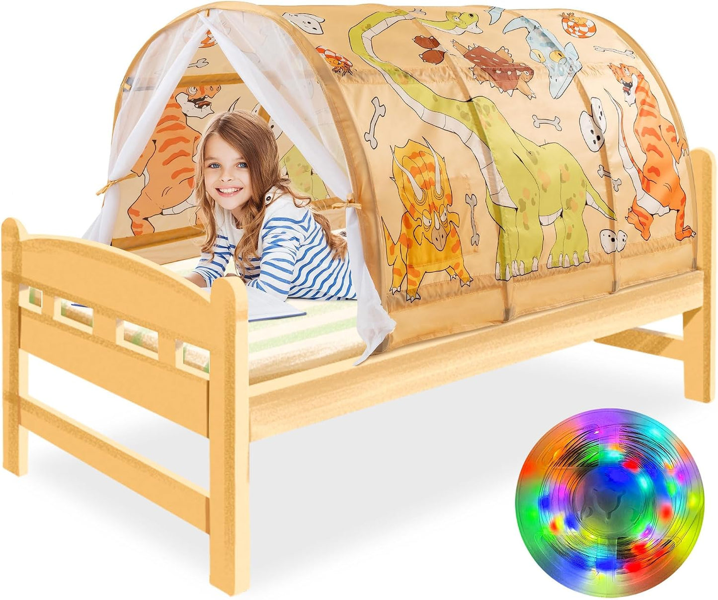 ANC POP Tienda de Cama para Niños con Tira de Luces LED, Tienda de...