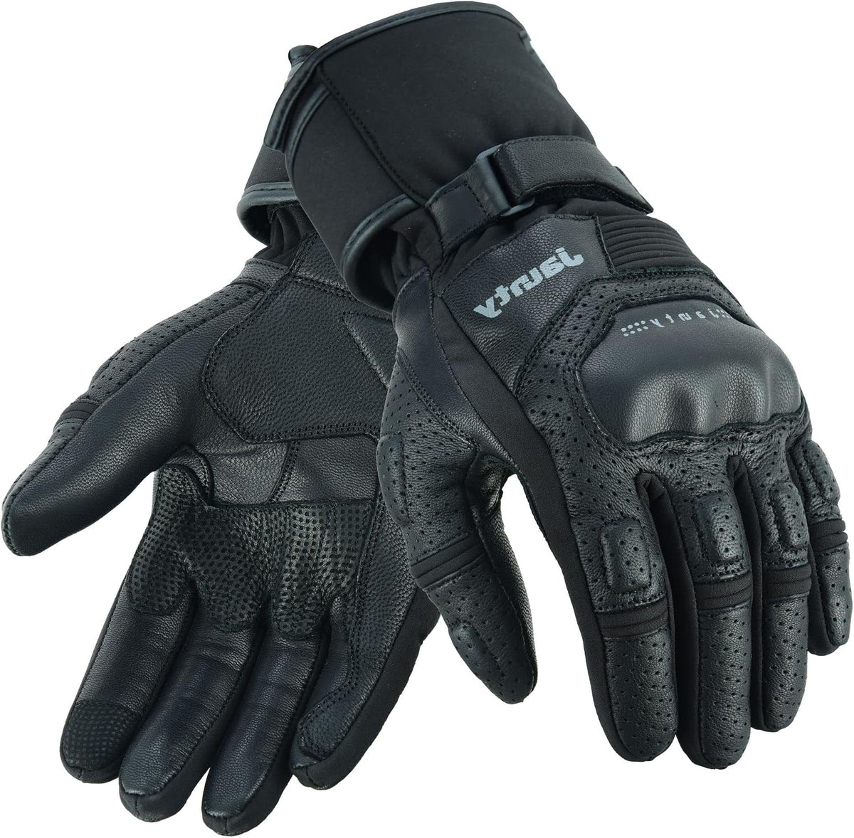 Guantes de moto JAUNTY, guantes de cuero de verano con pantalla tác...