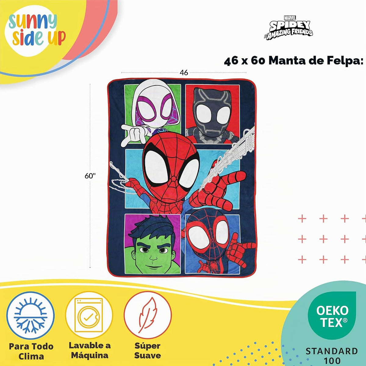 Marvel Spidey and His Amazing Friends Spiderman - Manta de forro po...