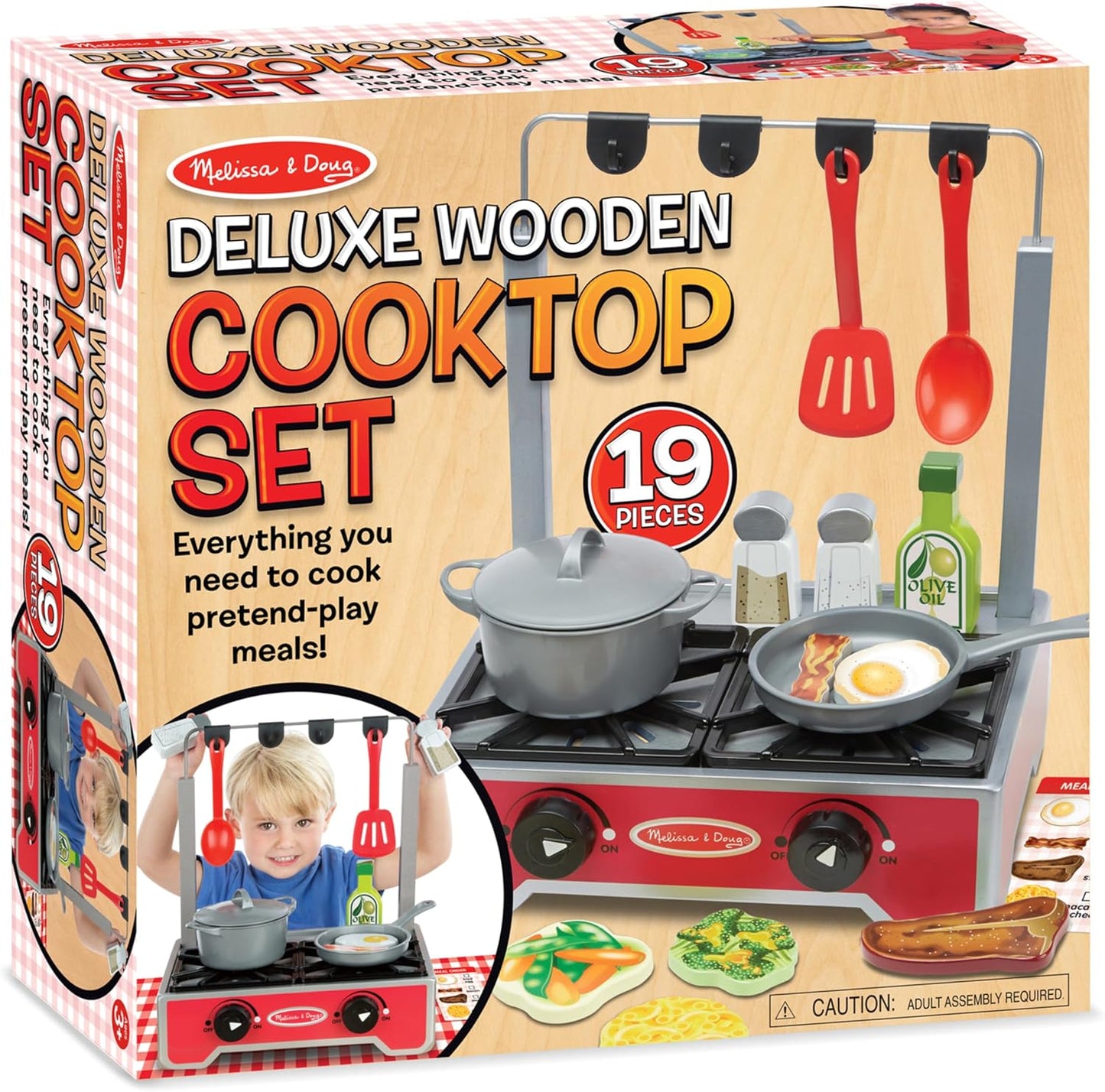 Melissa &amp; Doug Juego de cocina de madera de lujo de 19 piezas c...
