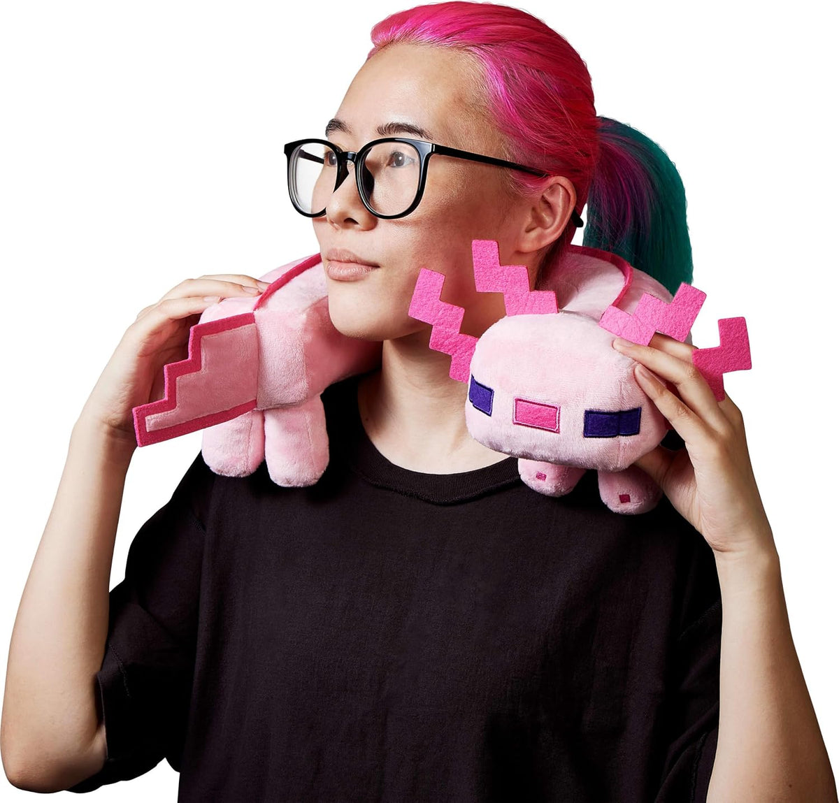 Mattel Minecraft Axolotl - Almohada para el cuello, juguete de pelu...