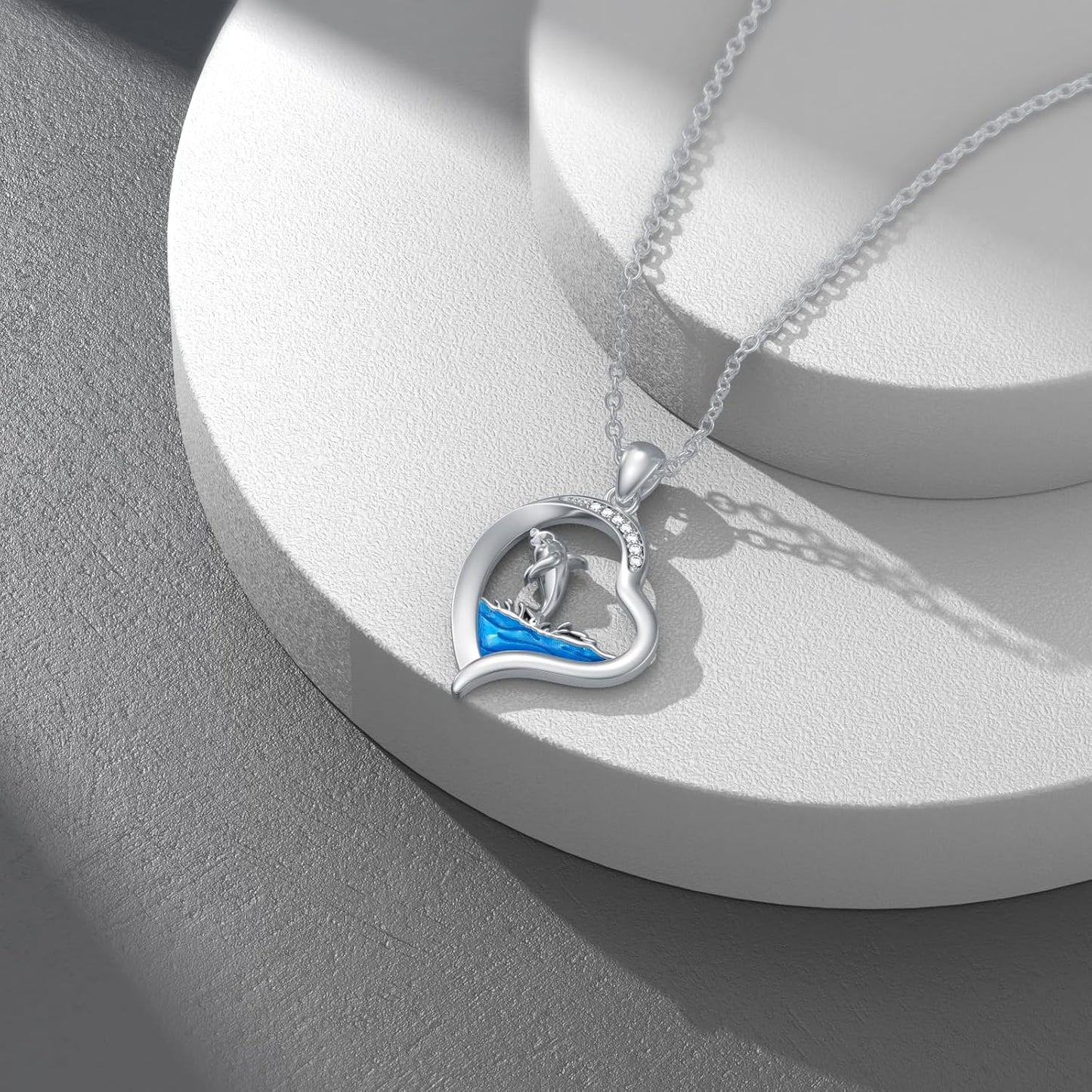 LWXIE Collar de playa de diamantes de plata de ley 925 con dije de...