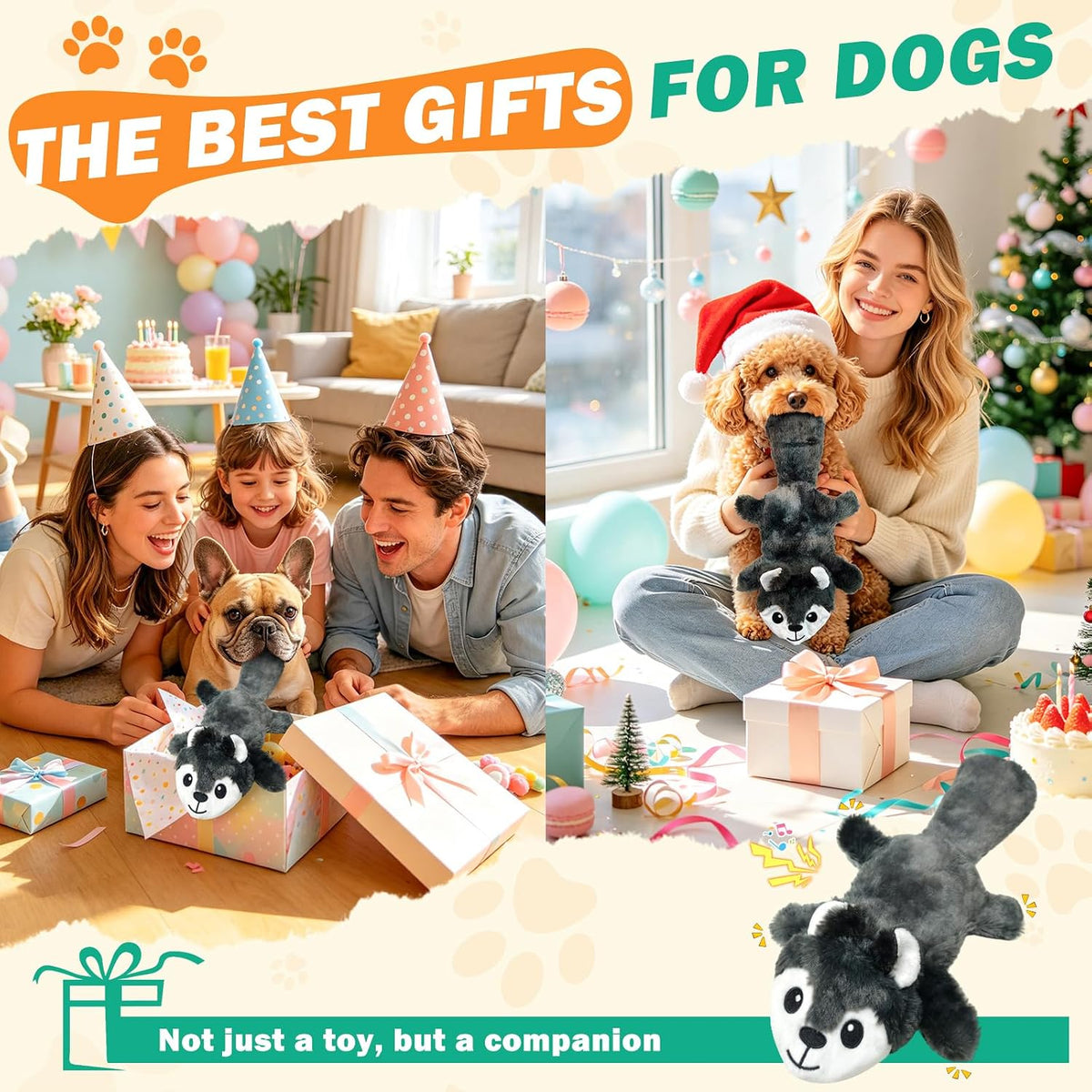 Fuufome Juguete masticable interactivo sin relleno arrugado para pe...