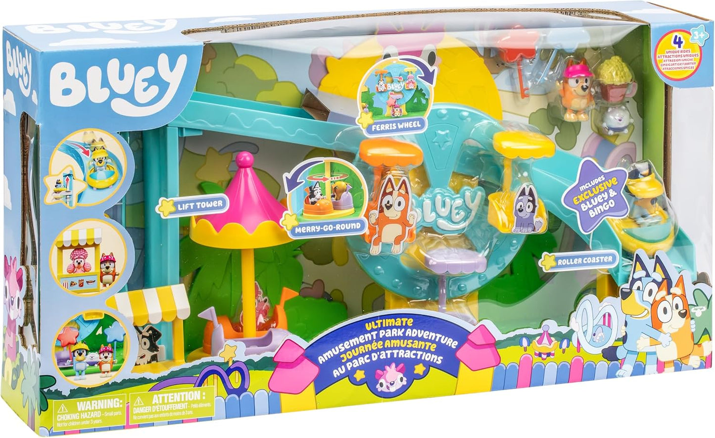 Aventuras en el parque de atracciones de Bluey, 4 atracciones única...
