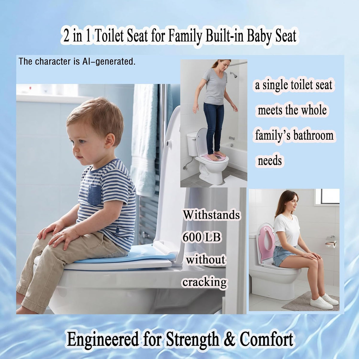 Asiento de inodoro familiar MinSha, asiento integrado para niños pe...
