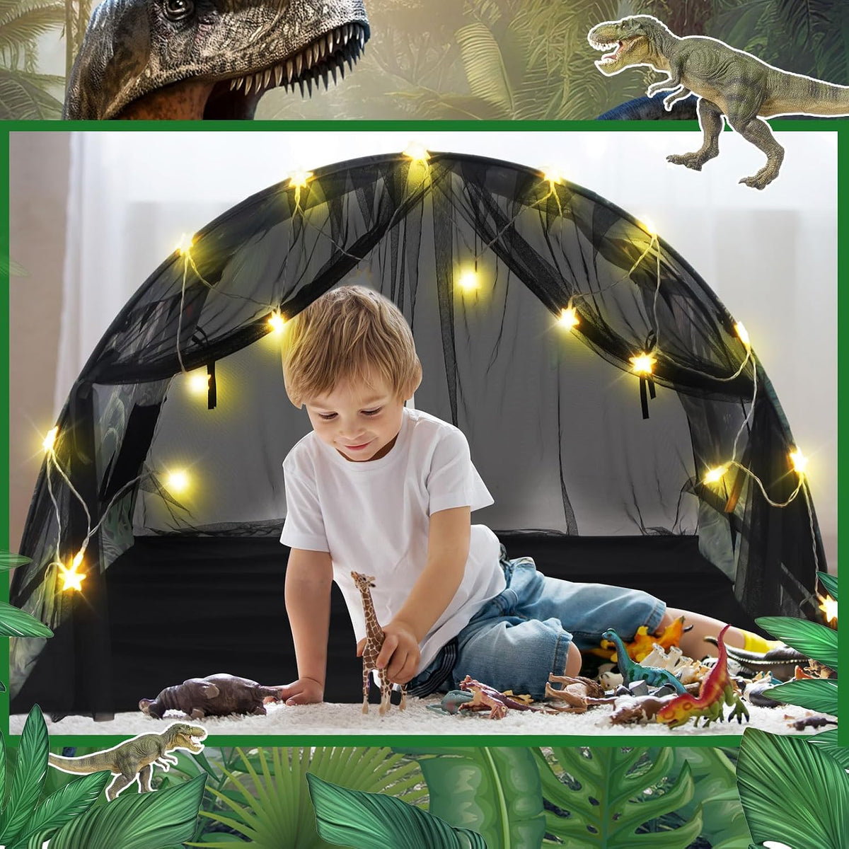 Wowangce Tienda de campaña de dinosaurio para niños, tienda grande...