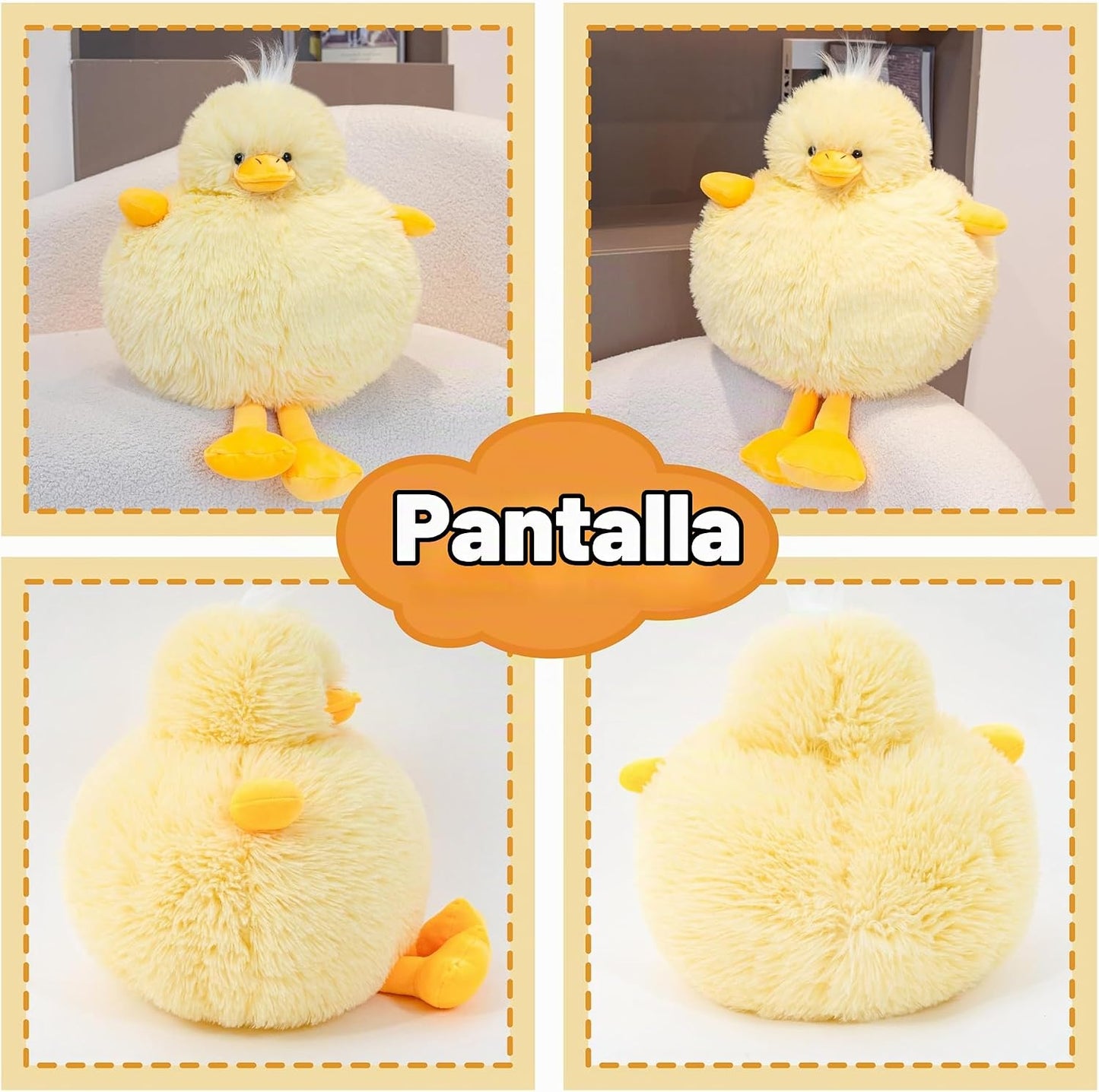 EEYQR Pato de peluche con peso, peluche suave de pato amarillo, aco...