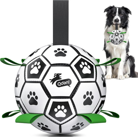QDAN Dog Toys - Pelotas de fútbol para perros de 6 pulgadas con cor...