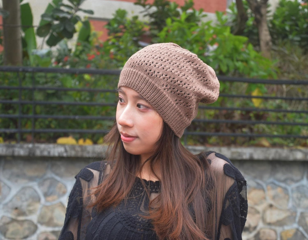 Gorro de Ganchillo Fino para Mujeres Verano Invierno Otoño Malla Ho...