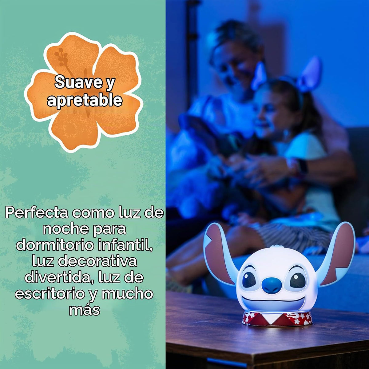 Disney Lilo and Stitch Luz Aplastable, Luz de Noche para Niños, Lám...