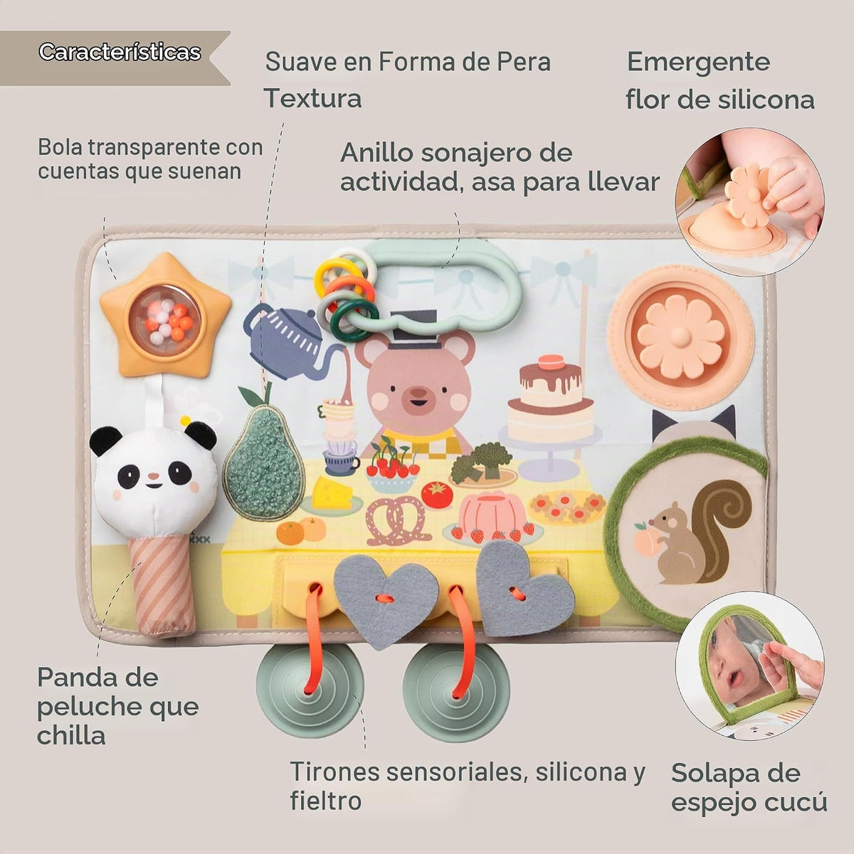 Taf Toys Play Station - Tablero Montessori multisensorial para niño...
