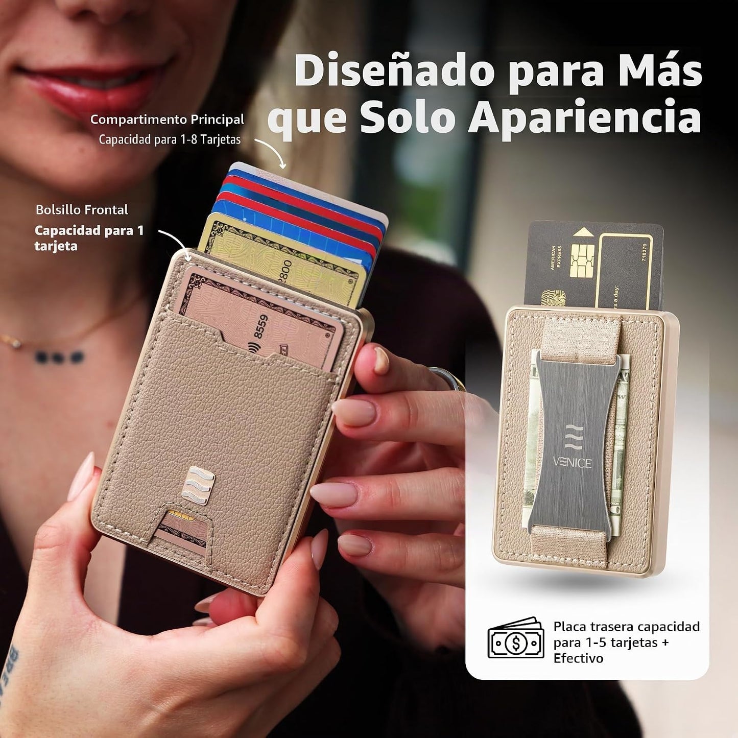 VENICE MIAMI - Billetera con bloqueo RFID, portatarjetas minimalist...