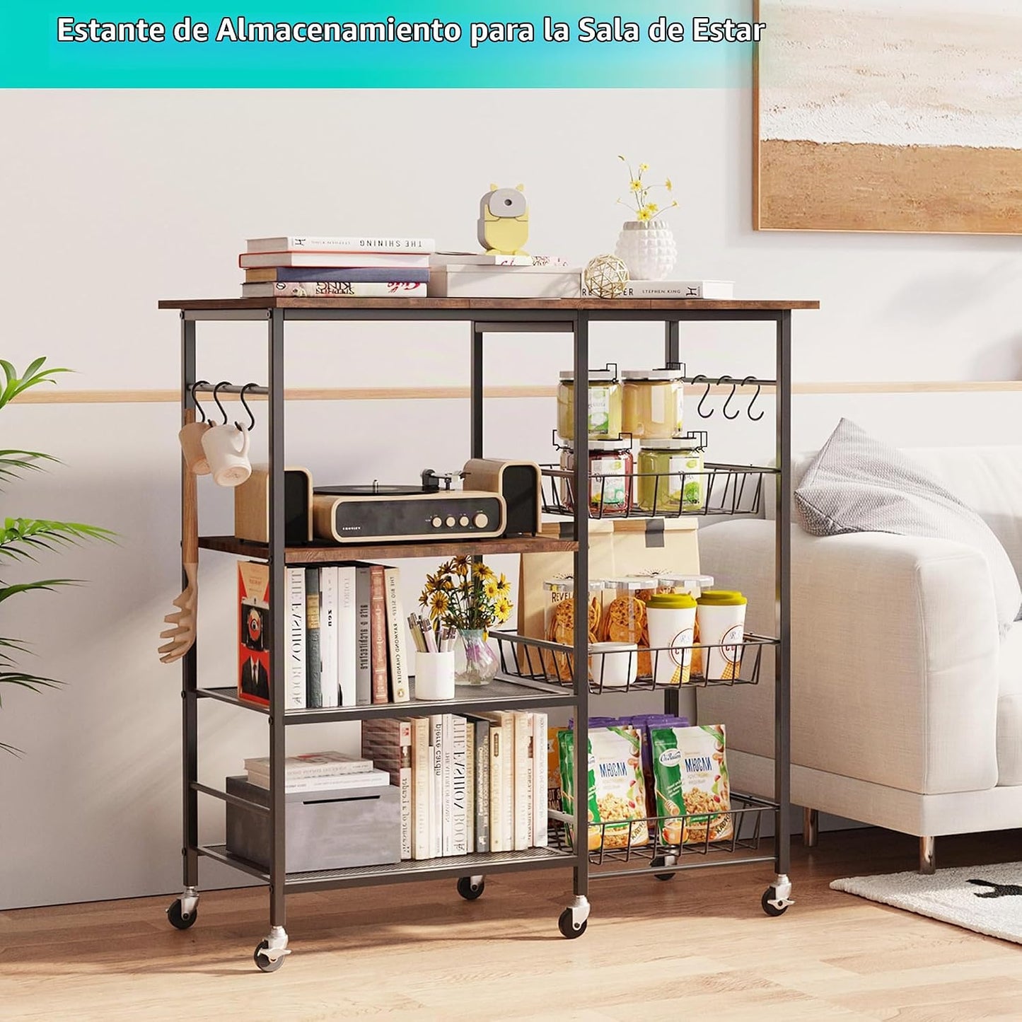 HapiRm Carrito de cocina con ruedas para microondas, soporte de mes...