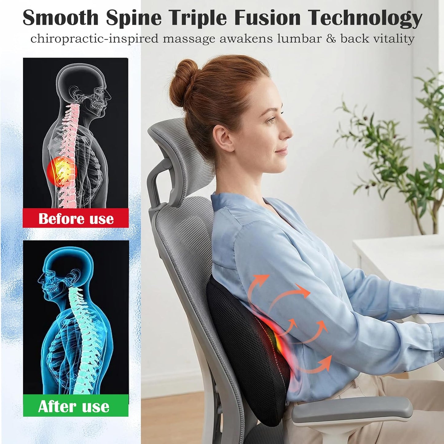 Almohada de masaje 3 en 1 con calor, vibración y soporte, masajeado...