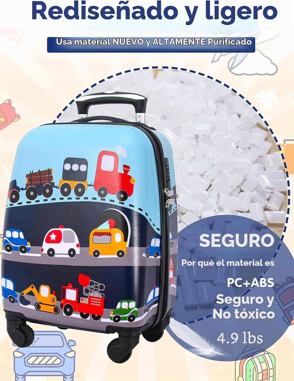 GURHODVO Equipaje de Mano para Niños Maleta con Ruedas para Niños c...