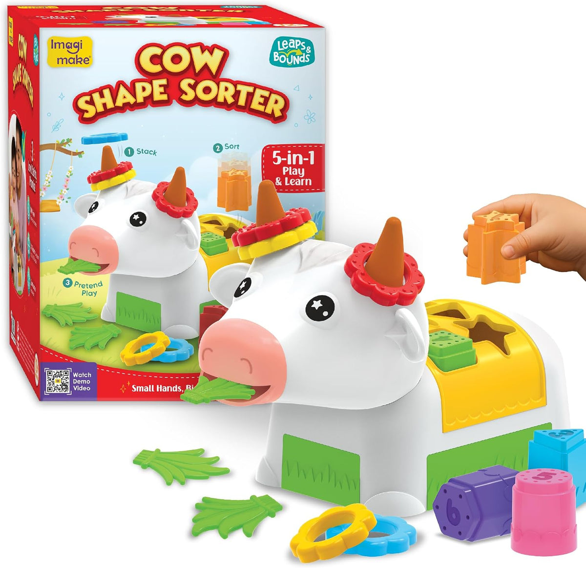 Imagimake Clasificador de formas de vaca | Juguetes para bebés de 1...